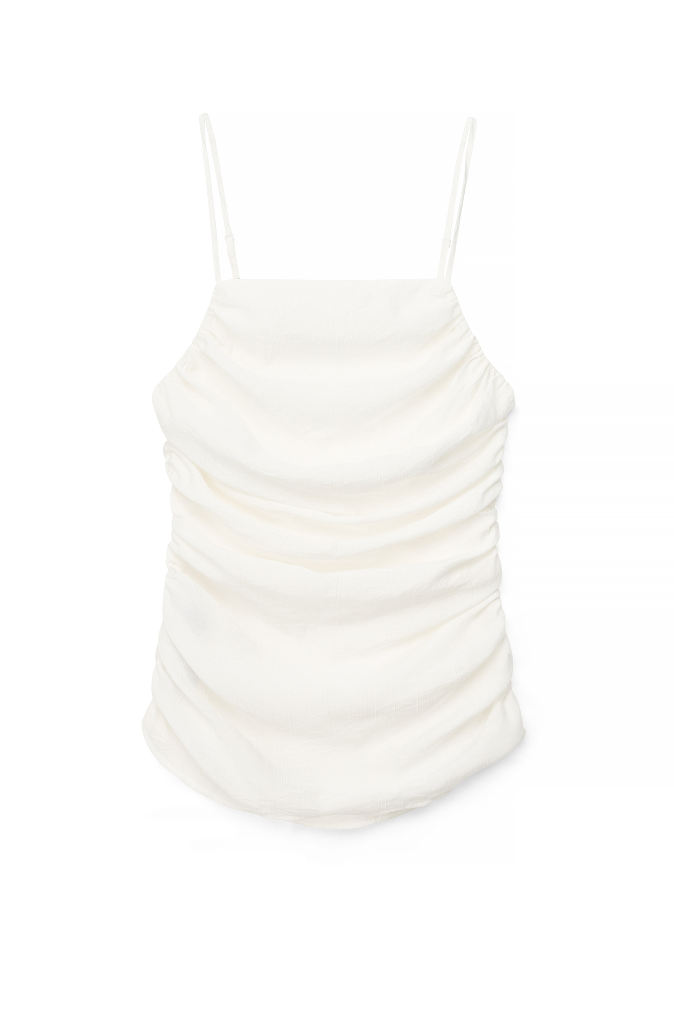 White Ruched Detail Singlet