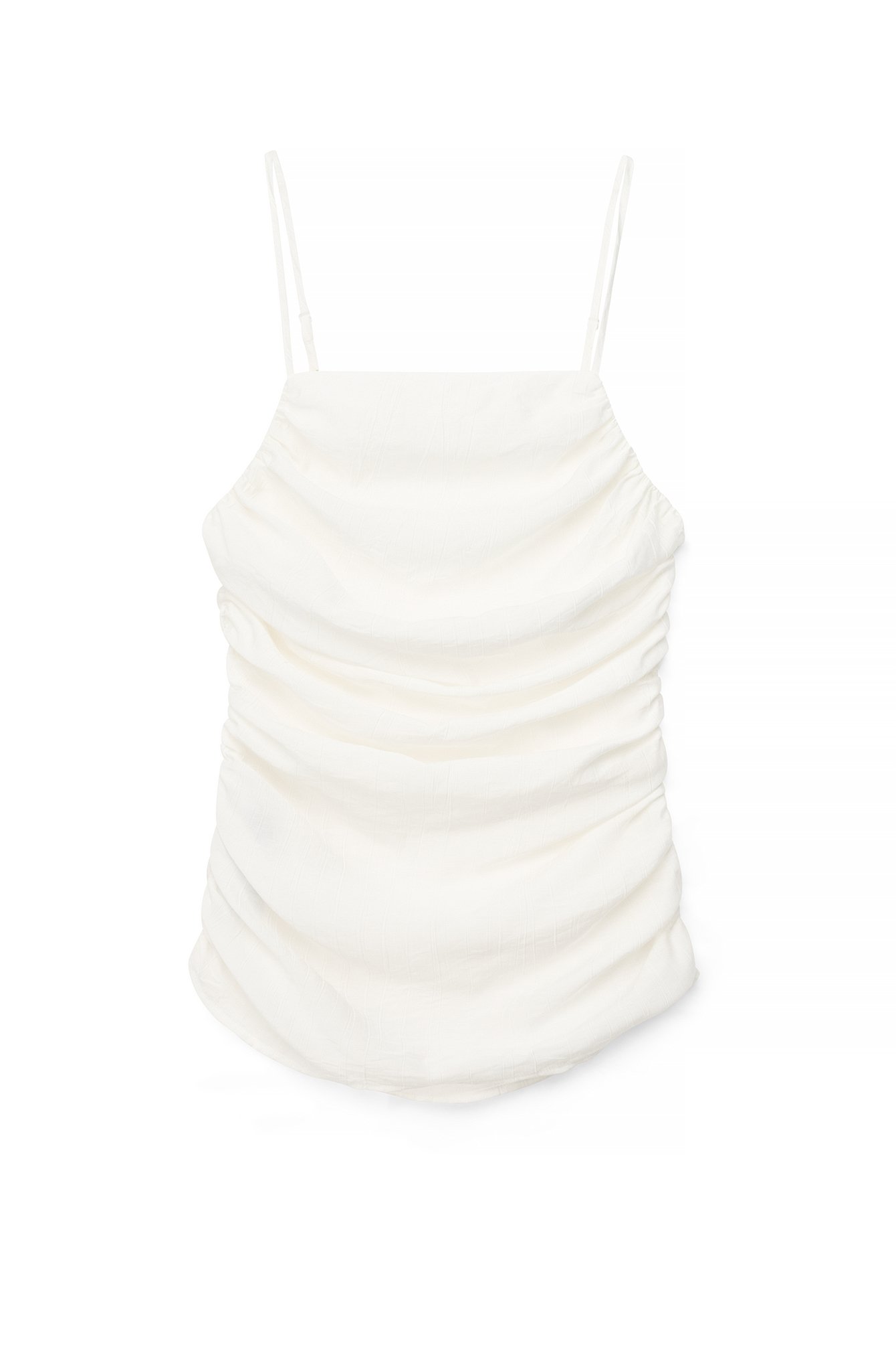 White Ruched Detail Singlet