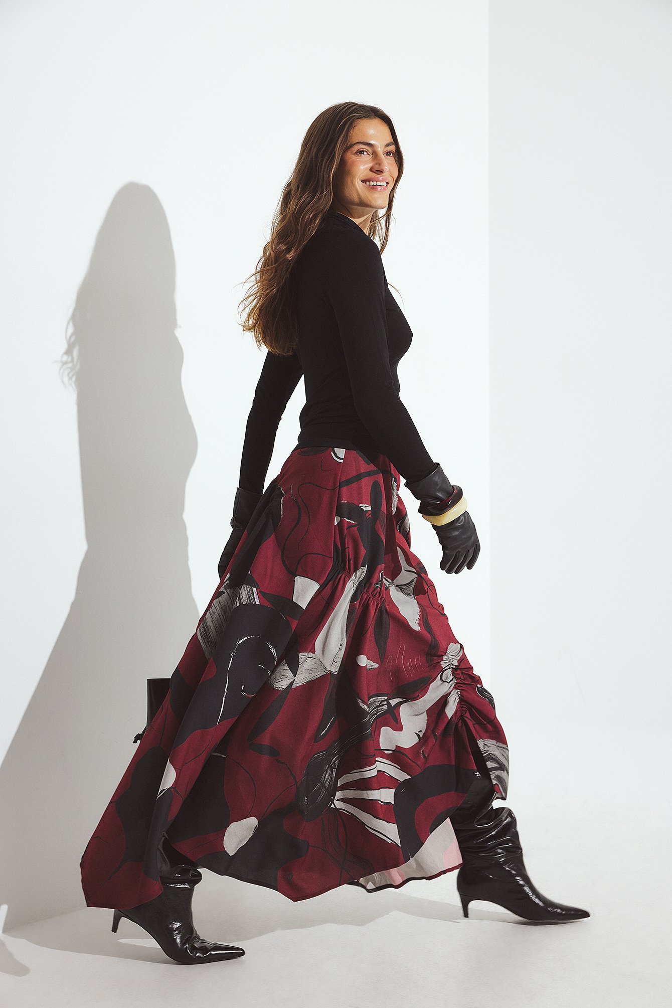 NA-KD ART Rok met ruches - A-lijn Rokken - Multicolor,Burgundy - EU 36 - NA-KD / NAKD
