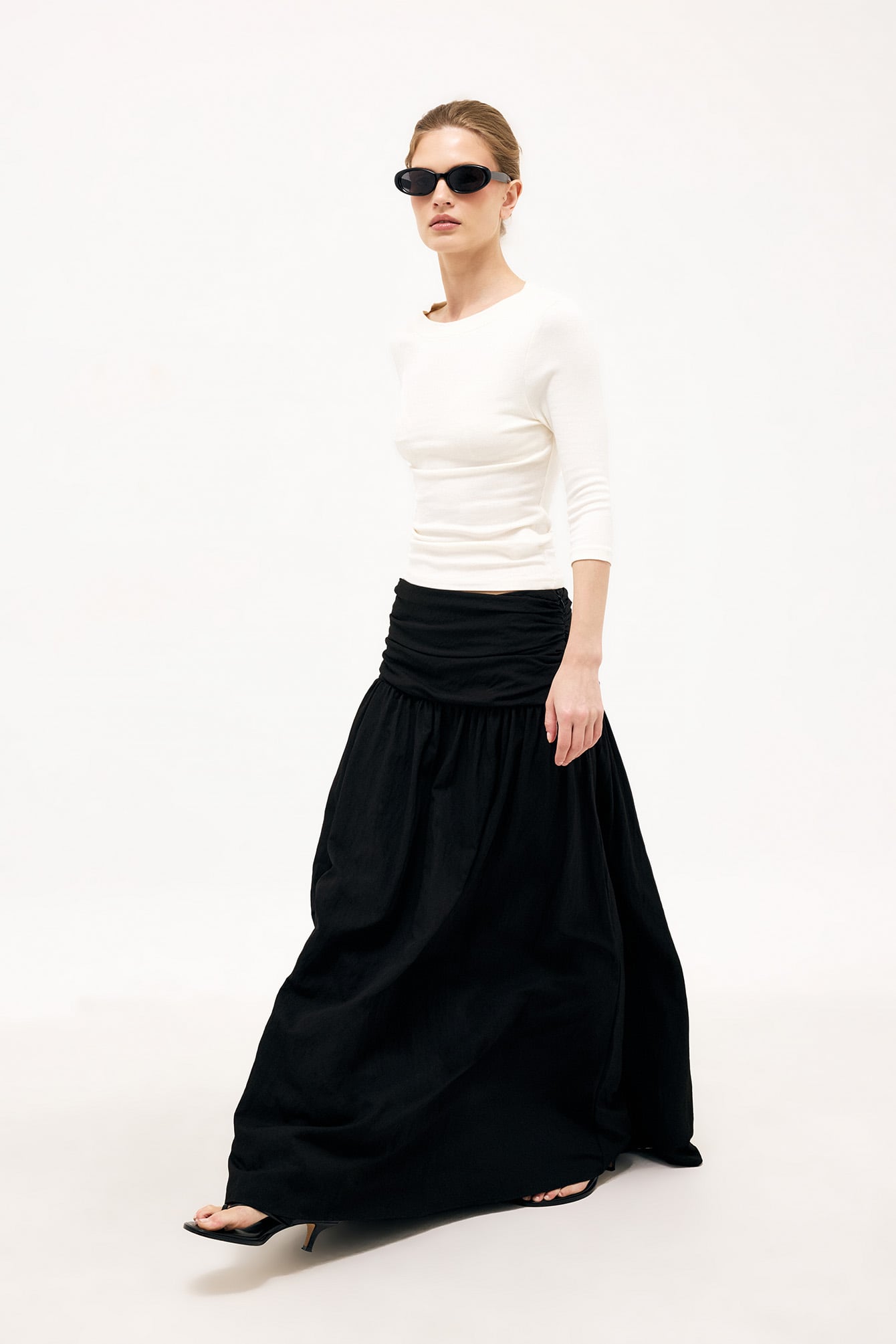 Ruched Waist Maxi Skirt Black | NA-KD