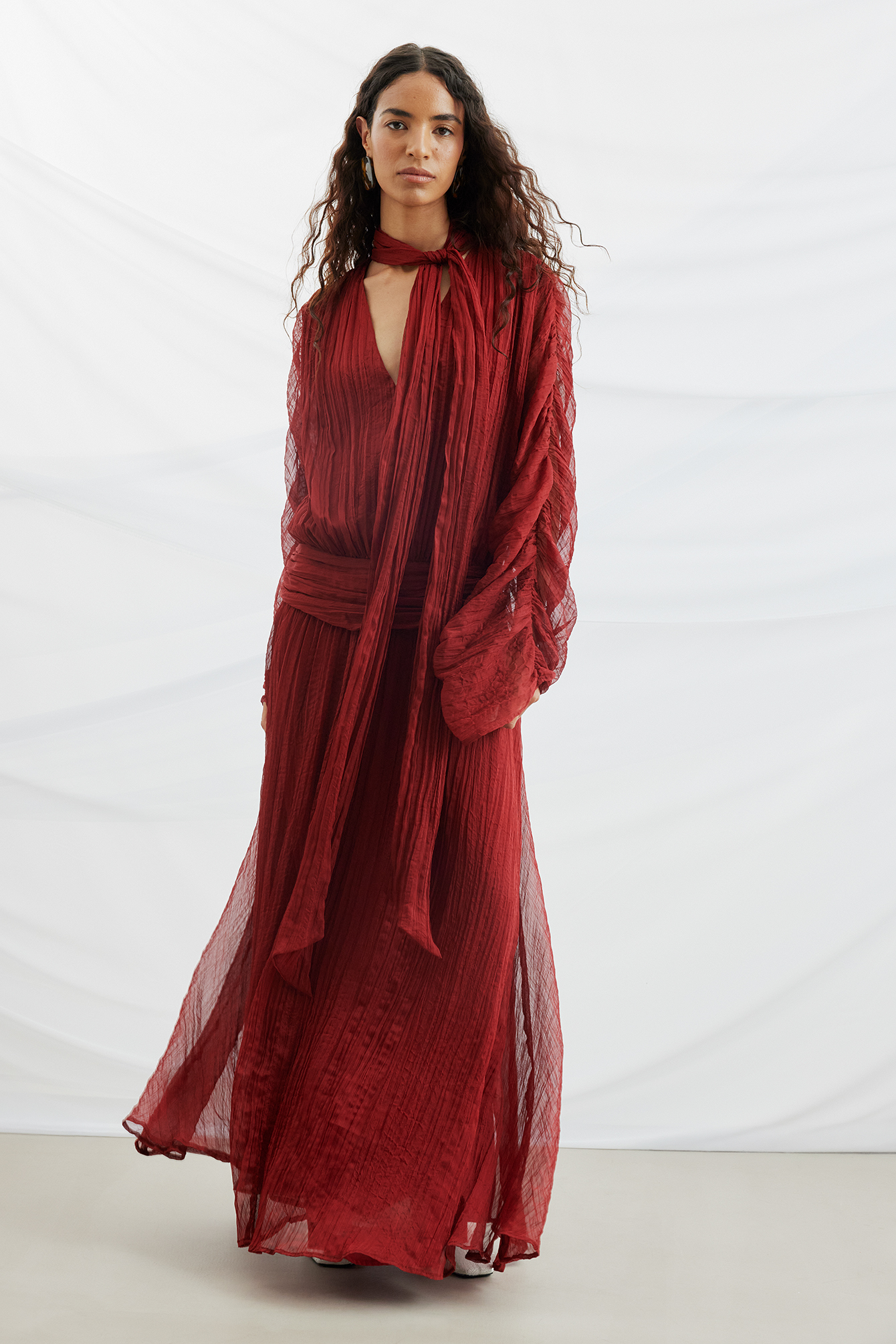 na kd red dress NA-KD strappy volume midi dress in red
