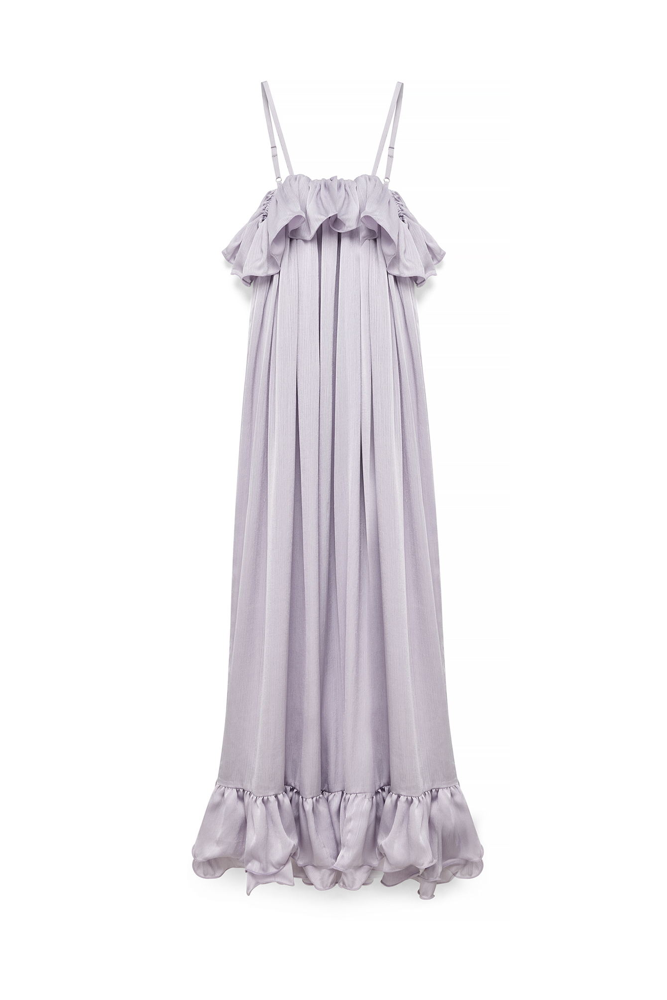 Dusty Lilac Ruffle Volume Maxi Dress
