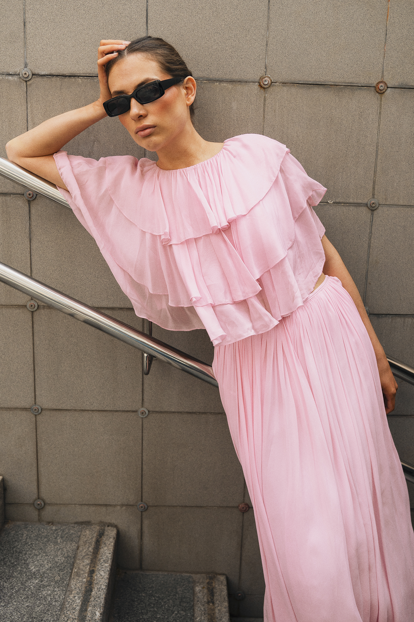 Ruffle Cropped Blouse - Bolero Tops - Pink - EU 32 - NA-KD / NAKD