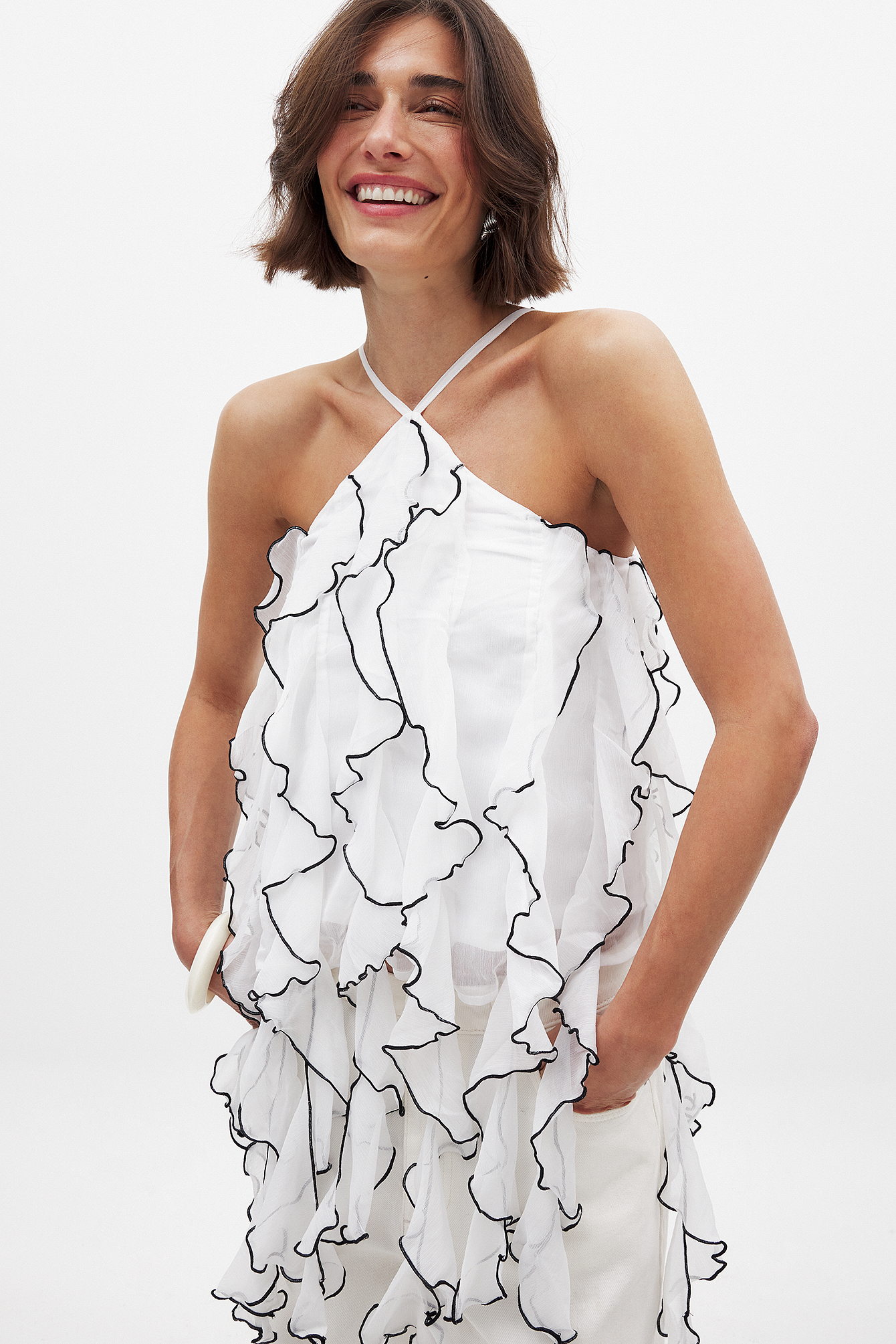 Ruffle Chiffon Top