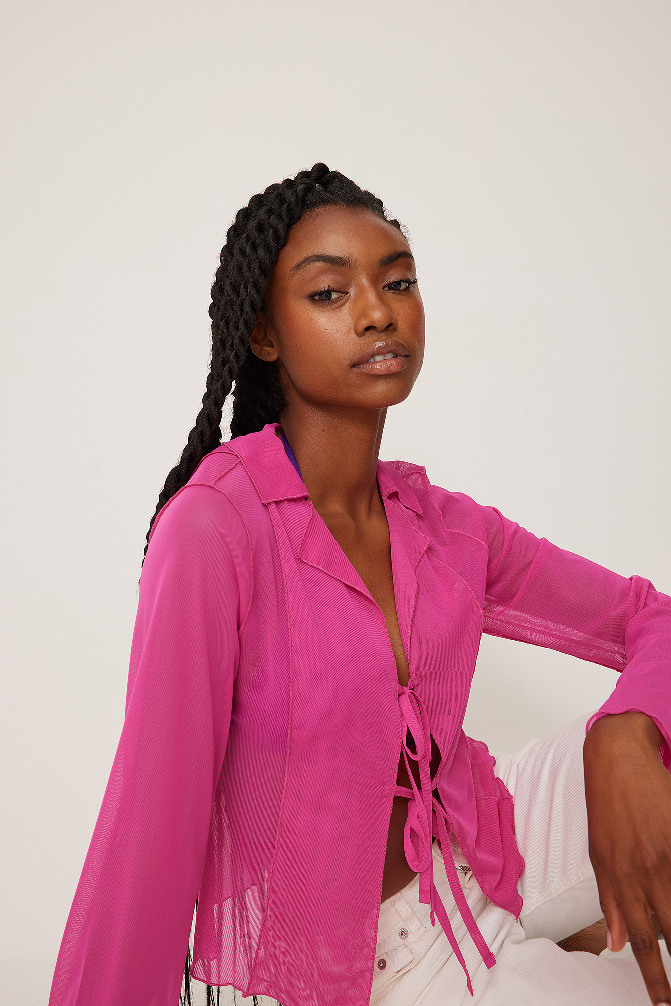 Ruffle Detailed Cardigan Pink | na-kd.com