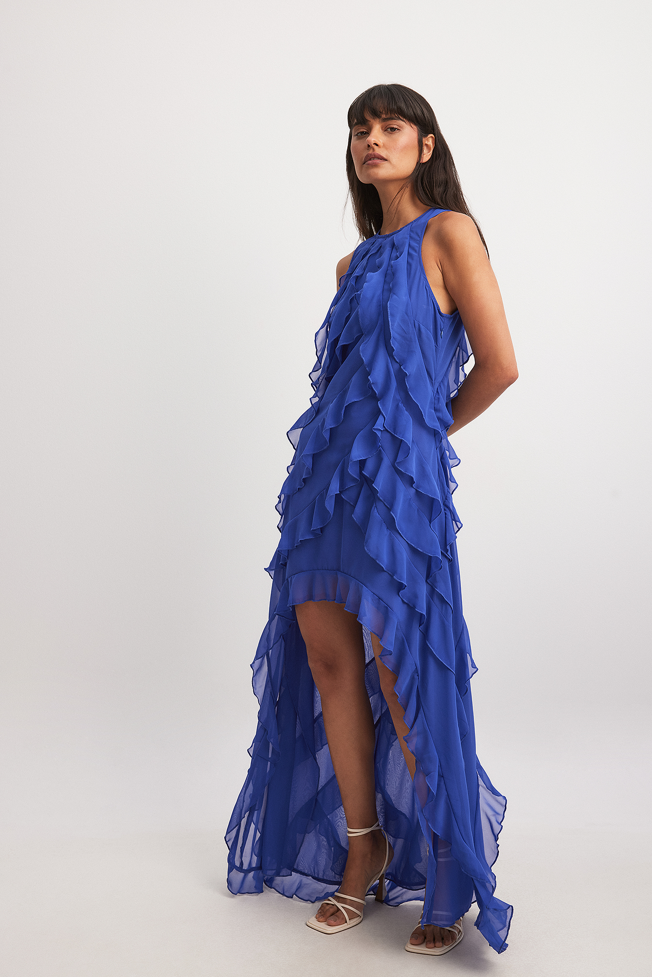 Ruffle Maxi Dress Blue | NA-KD