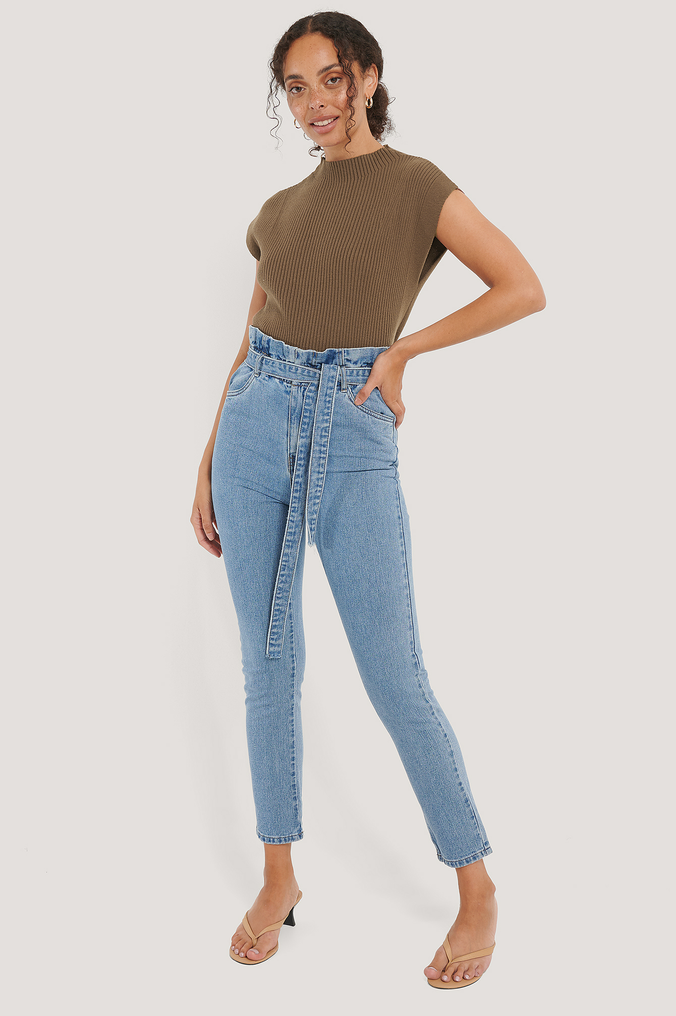 Danielle Paper Waist Jeans Blue