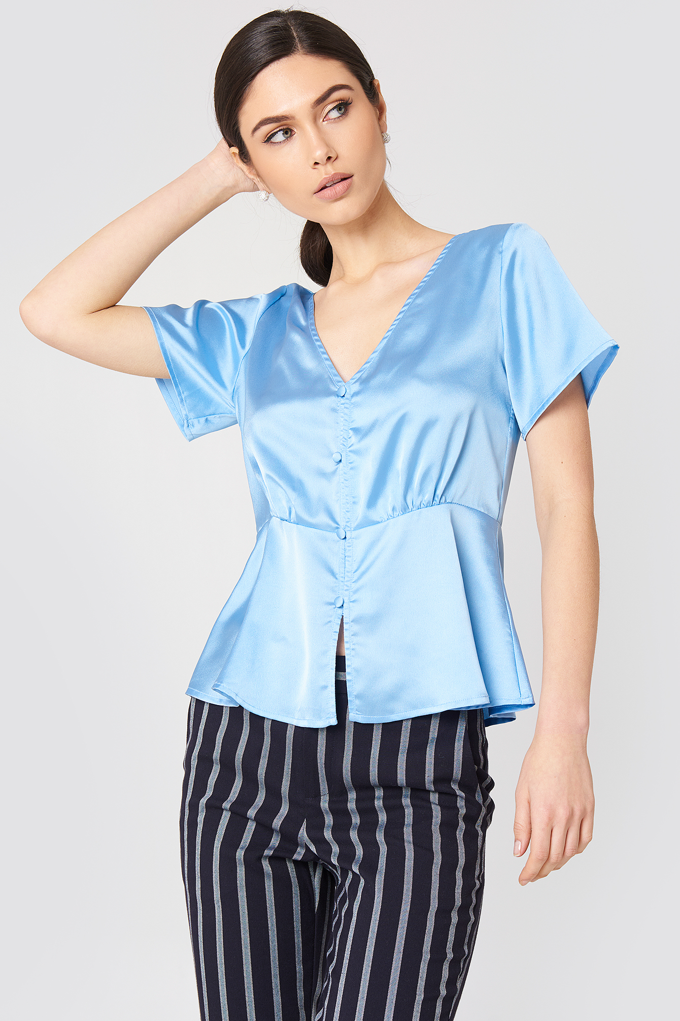 Rut&Circle Ines Front Button Blouse - Blue