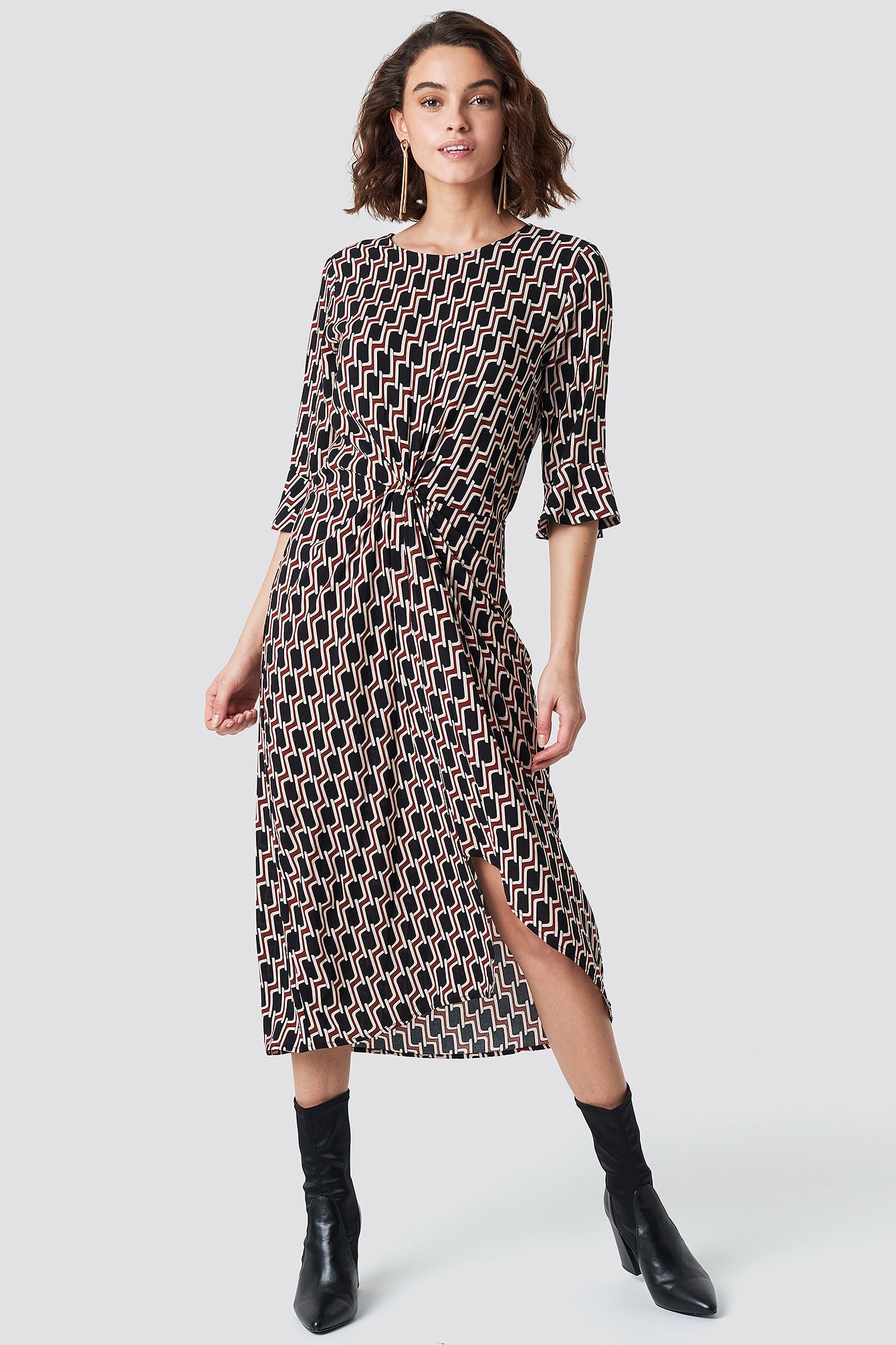 Midi Pattern Dress Printed