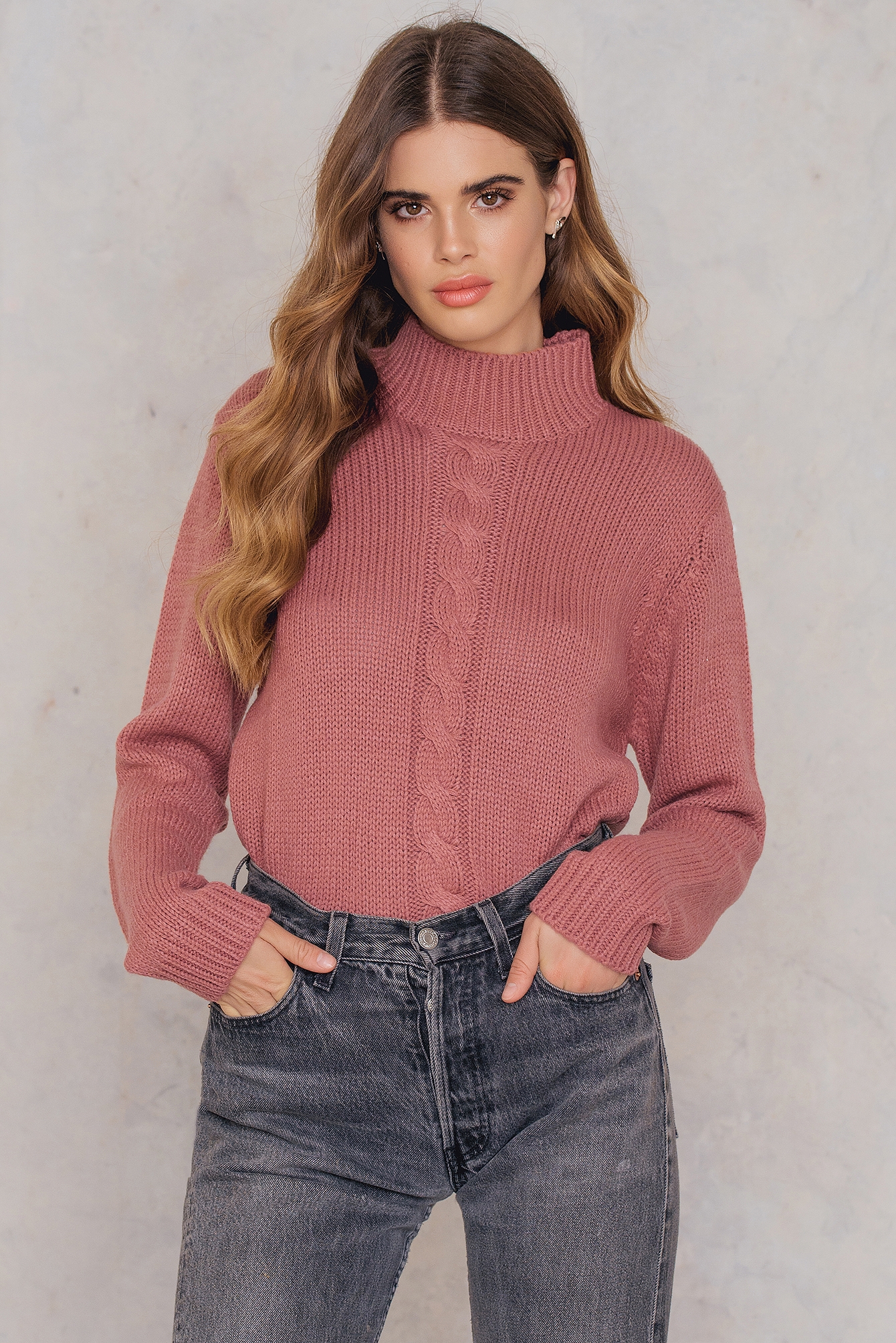 Marine Cotton Cable Knit Polo - Pink/White