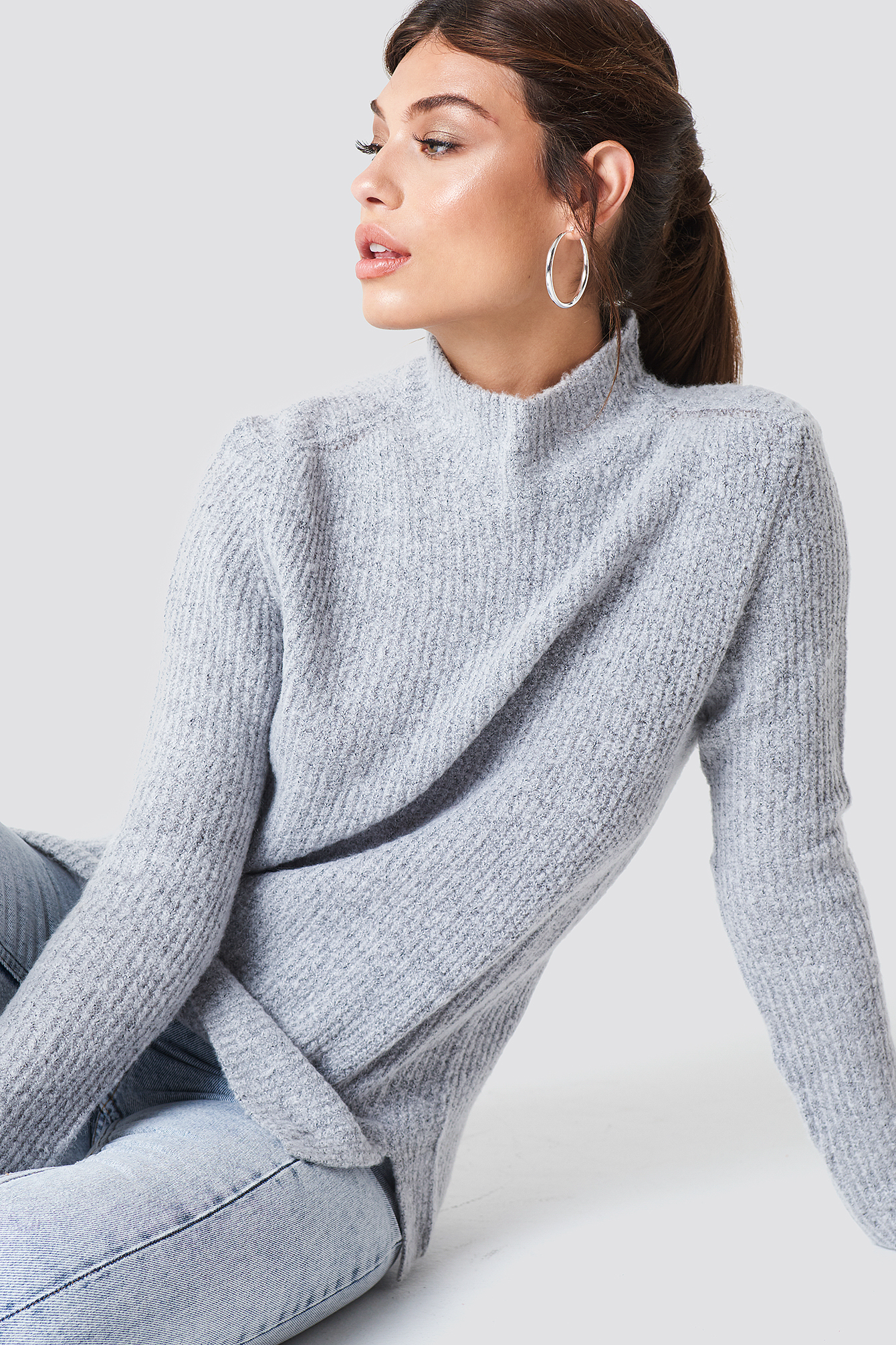 Vera Rib Pullover Grey | NA-KD