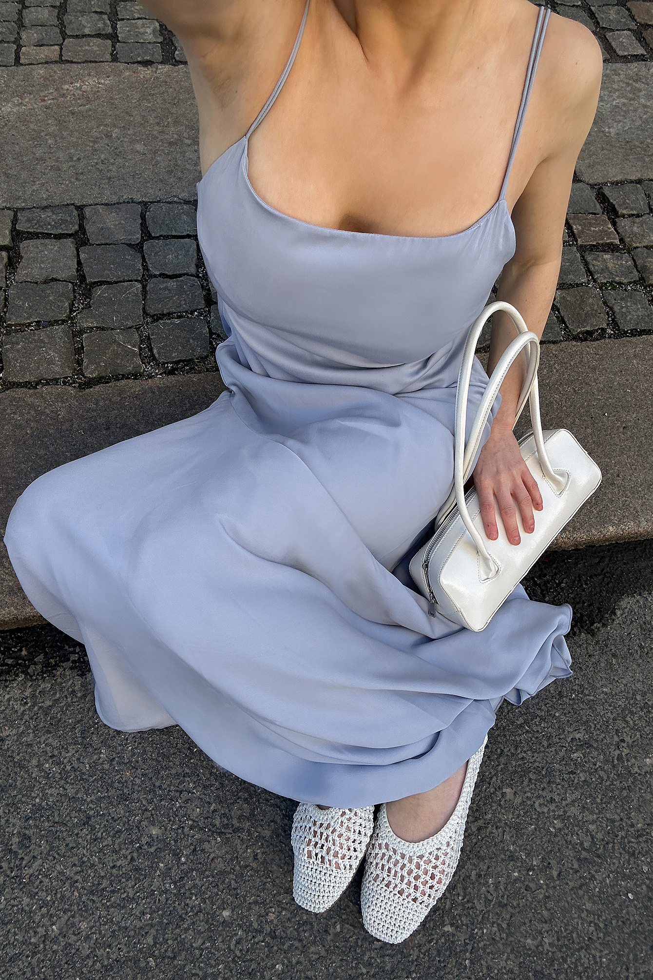 Satin Asymmetric Tier Slip Dress Blue | NA-KD Satin Asymmetric Tier Slip Dress Blue | NA-KD