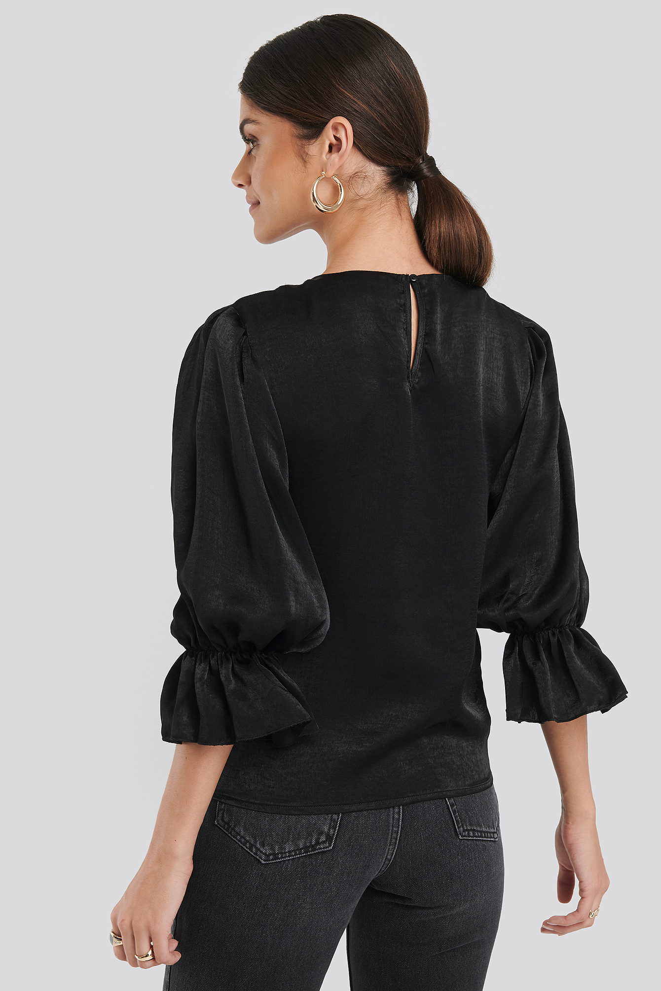 satin balloon sleeve top