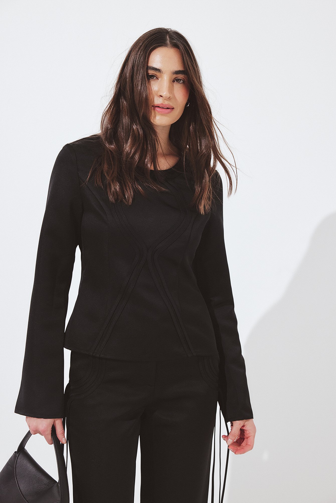 Jourdan Sloane x NA-KD Satin Cord Detail Top - Tops - Black - EU 40 - NA-KD / NAKD