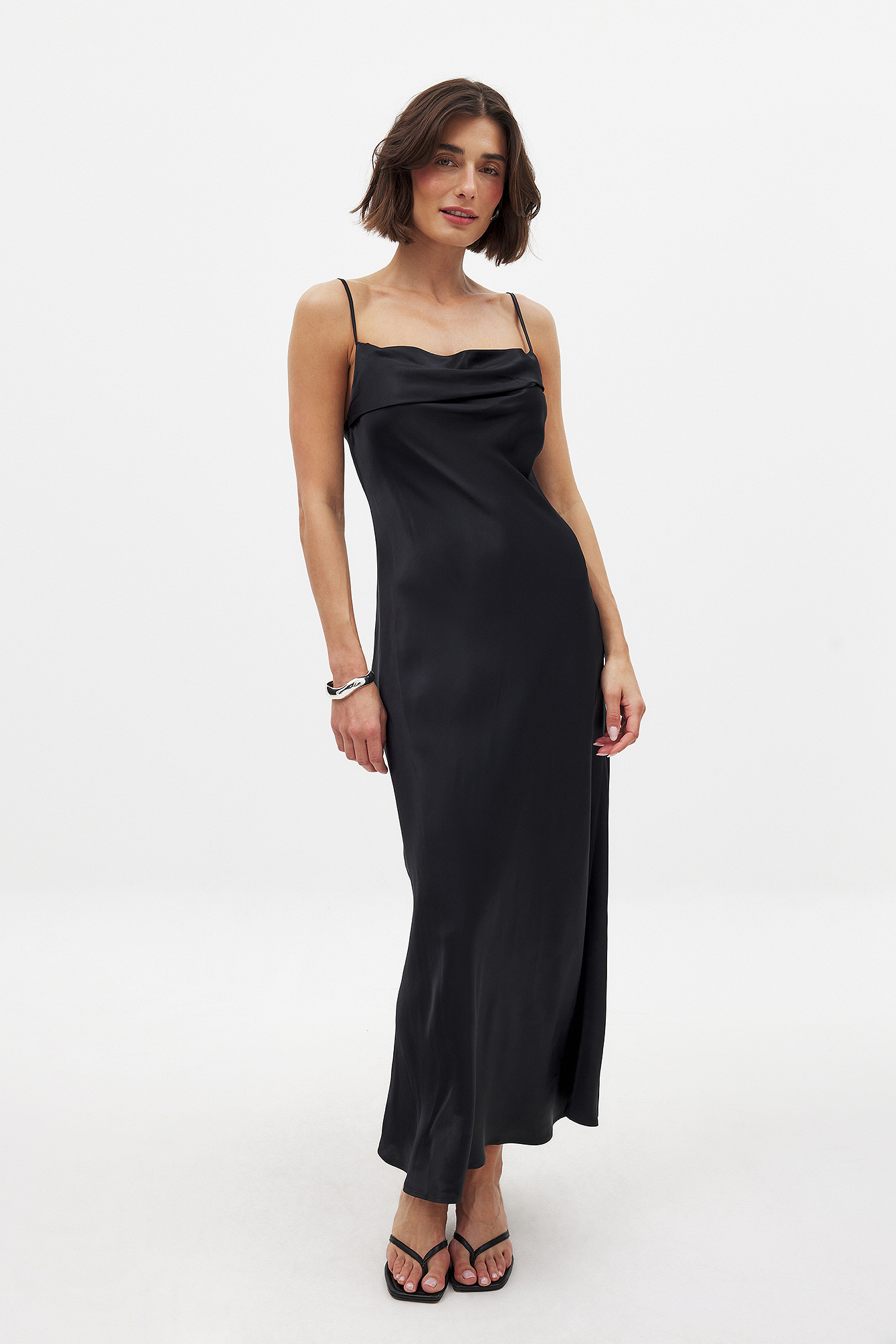 nakd satin midi dress Ruched Satin Midi Dress Beige