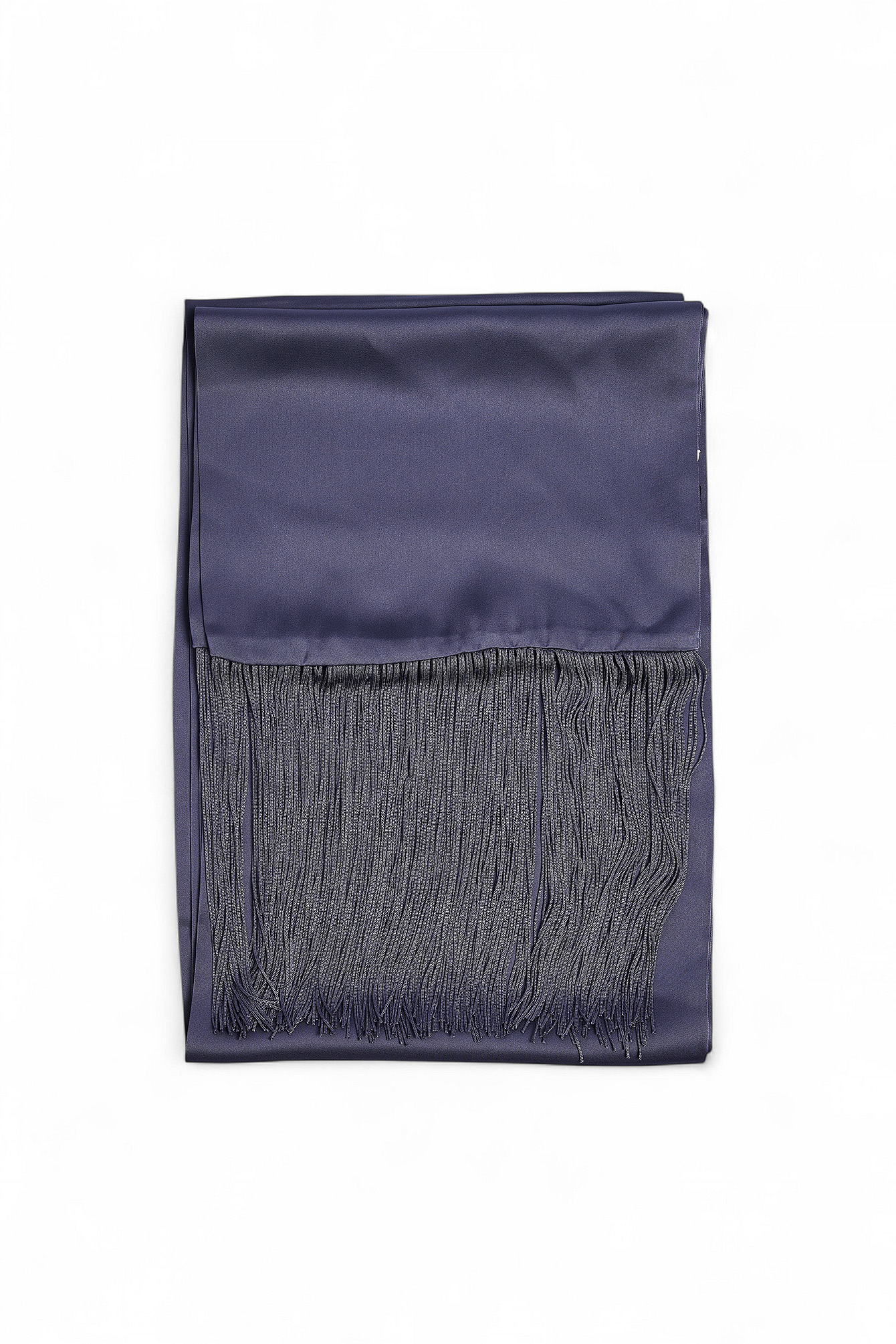 Grey Satin Fringe Scarf