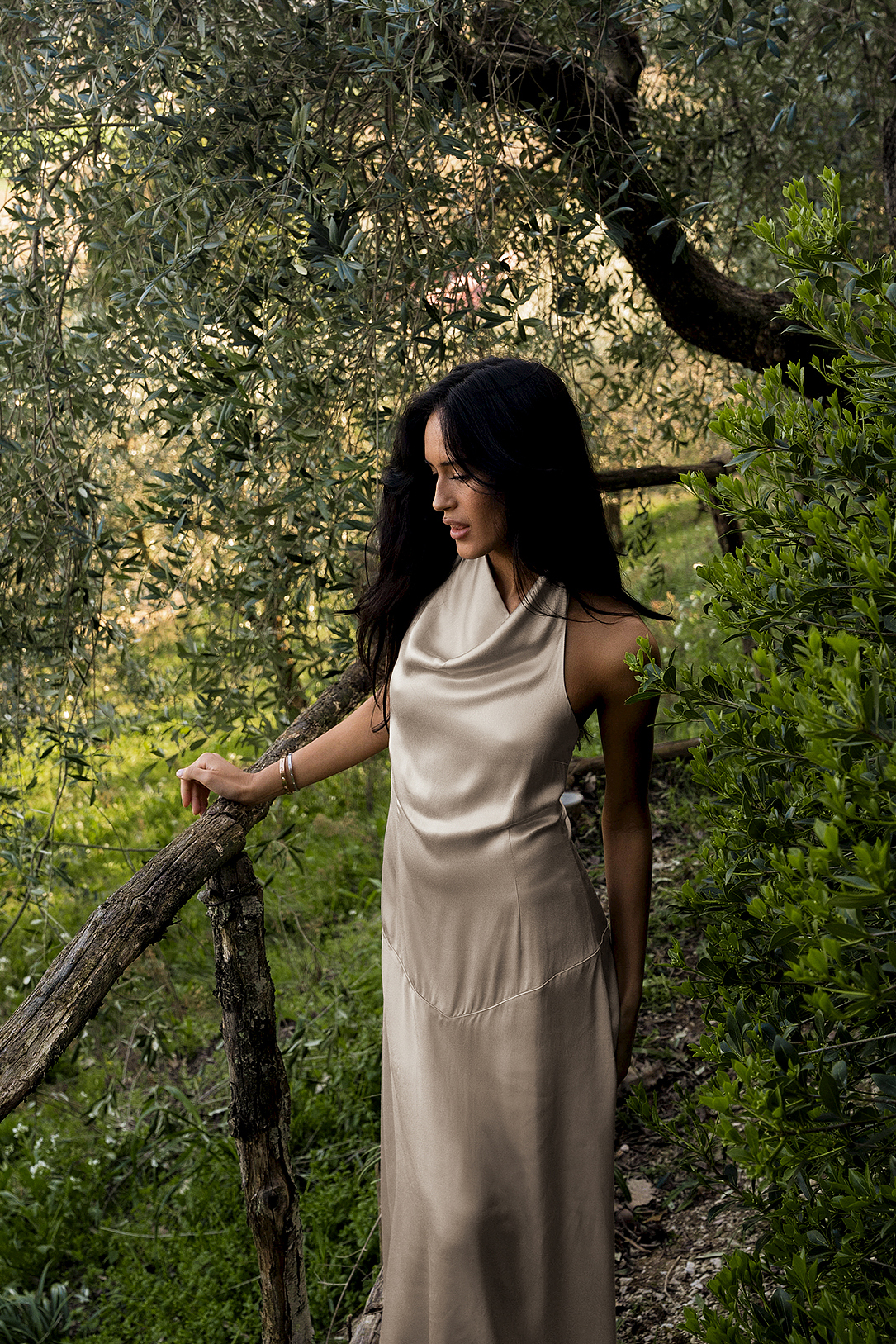 Satin Halter Neck Maxi Dress Beige | NA-KD Satin Halter Neck Maxi Dress Beige | NA-KD