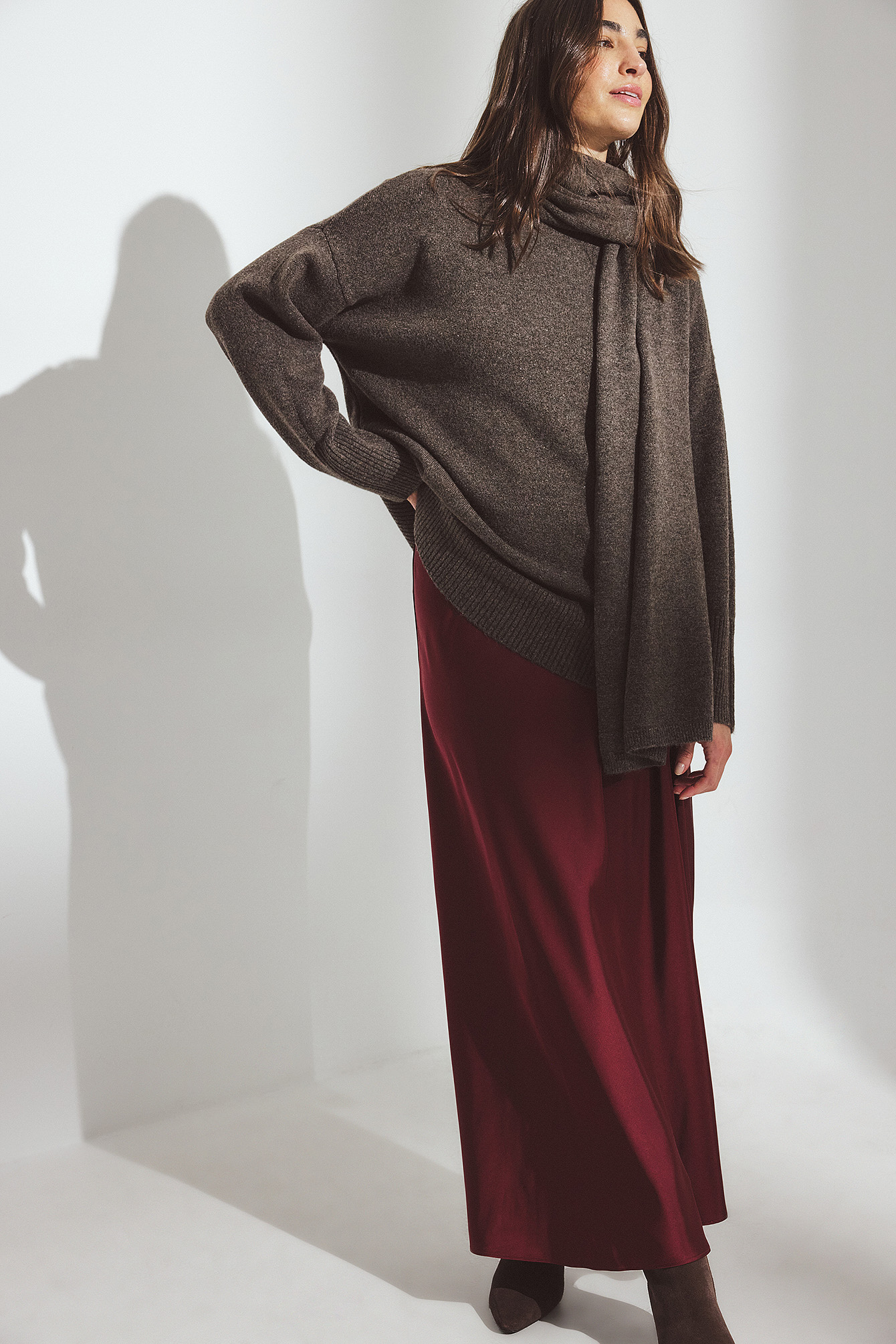 Satin Maxi Skirt - Satin Skirts - Red/Burgundy - EU 32 - NA-KD / NAKD
