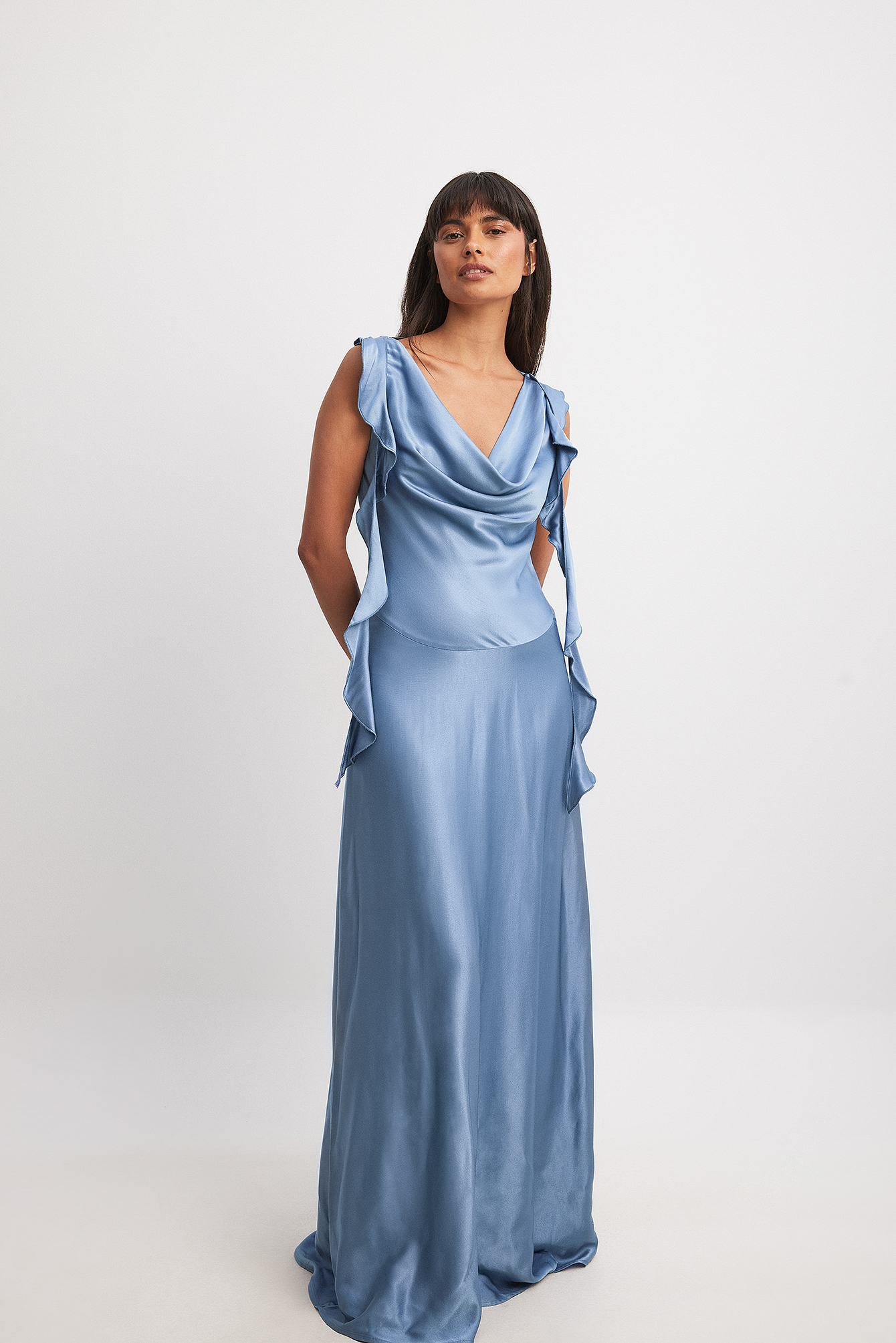 Satin Mermaid Maxi Dress Blue | NA-KD Satin Mermaid Maxi Dress Blue | NA-KD