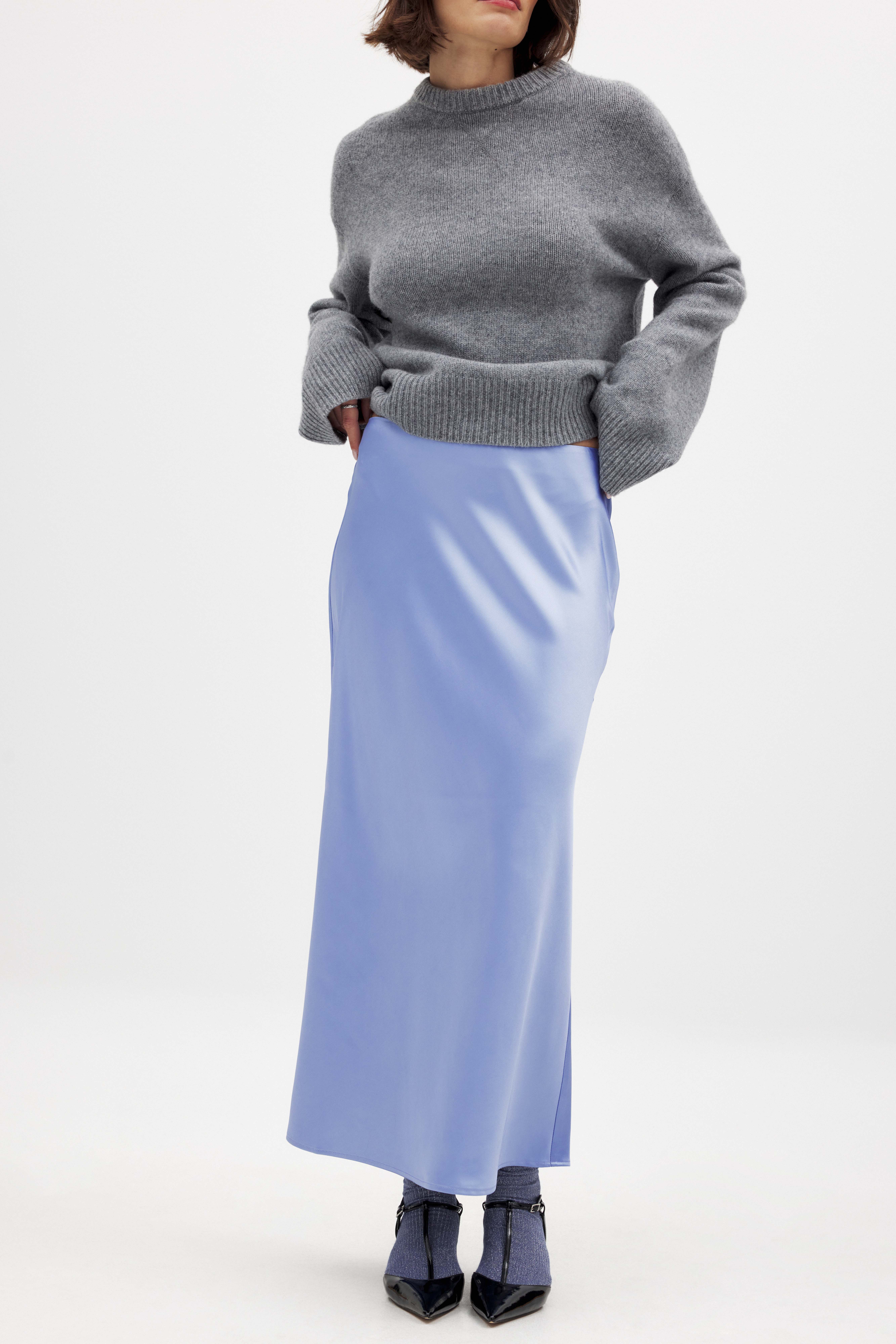NA-KD Jupe mi-longue en satin - Jupes en satin - Bleu - EU 38 - NA-KD / NAKD