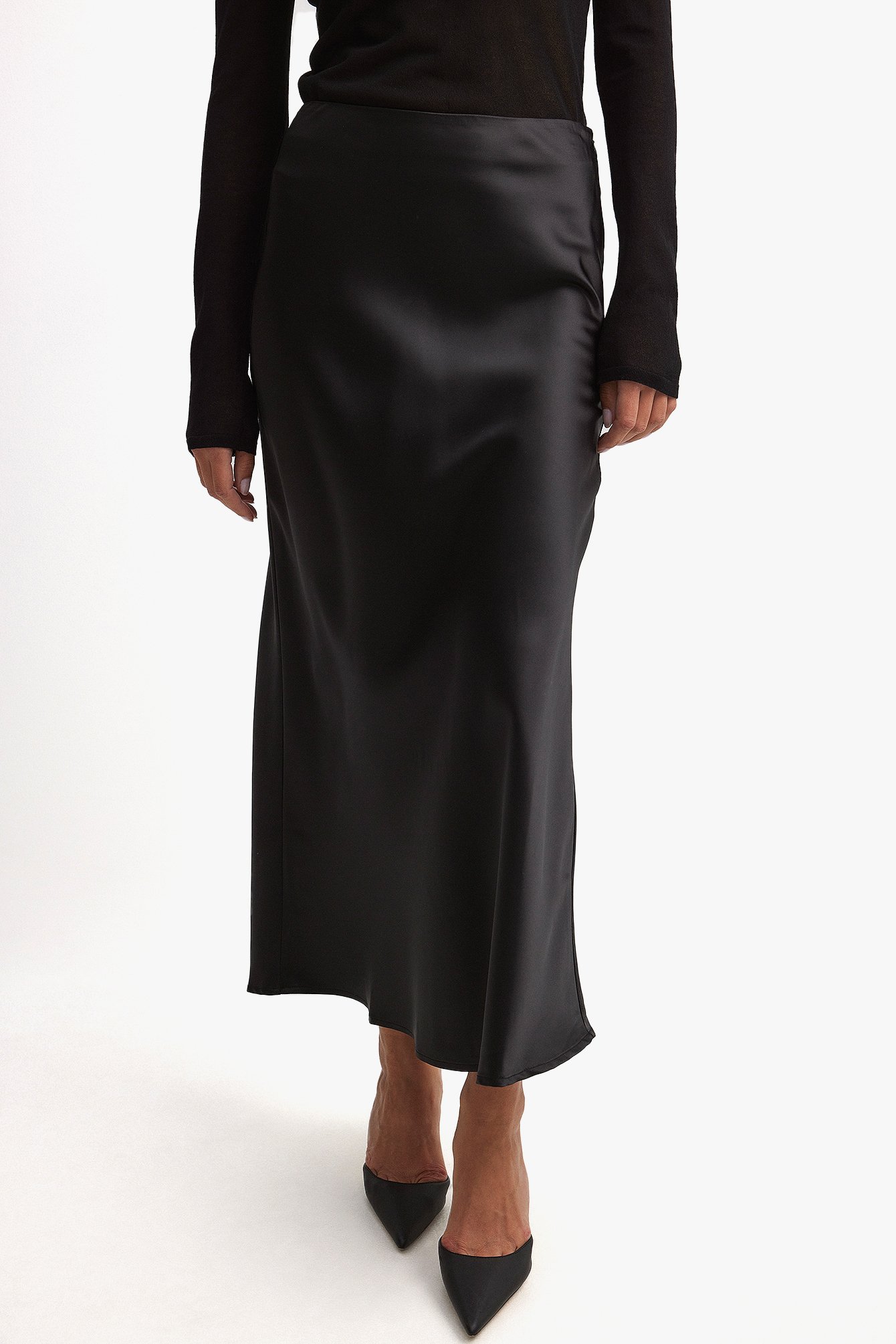 HOT Midi Skirt Long Black Skirt Outfit 60 Style Silk Midi Skirt 60
