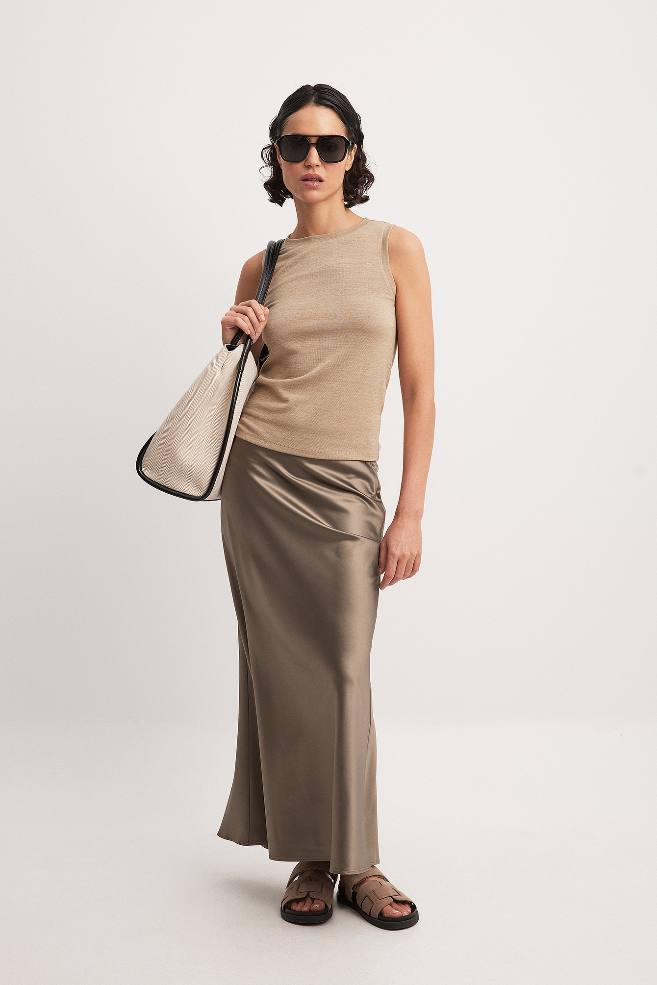 Womens Brown Satin Skirts | NA-KD 