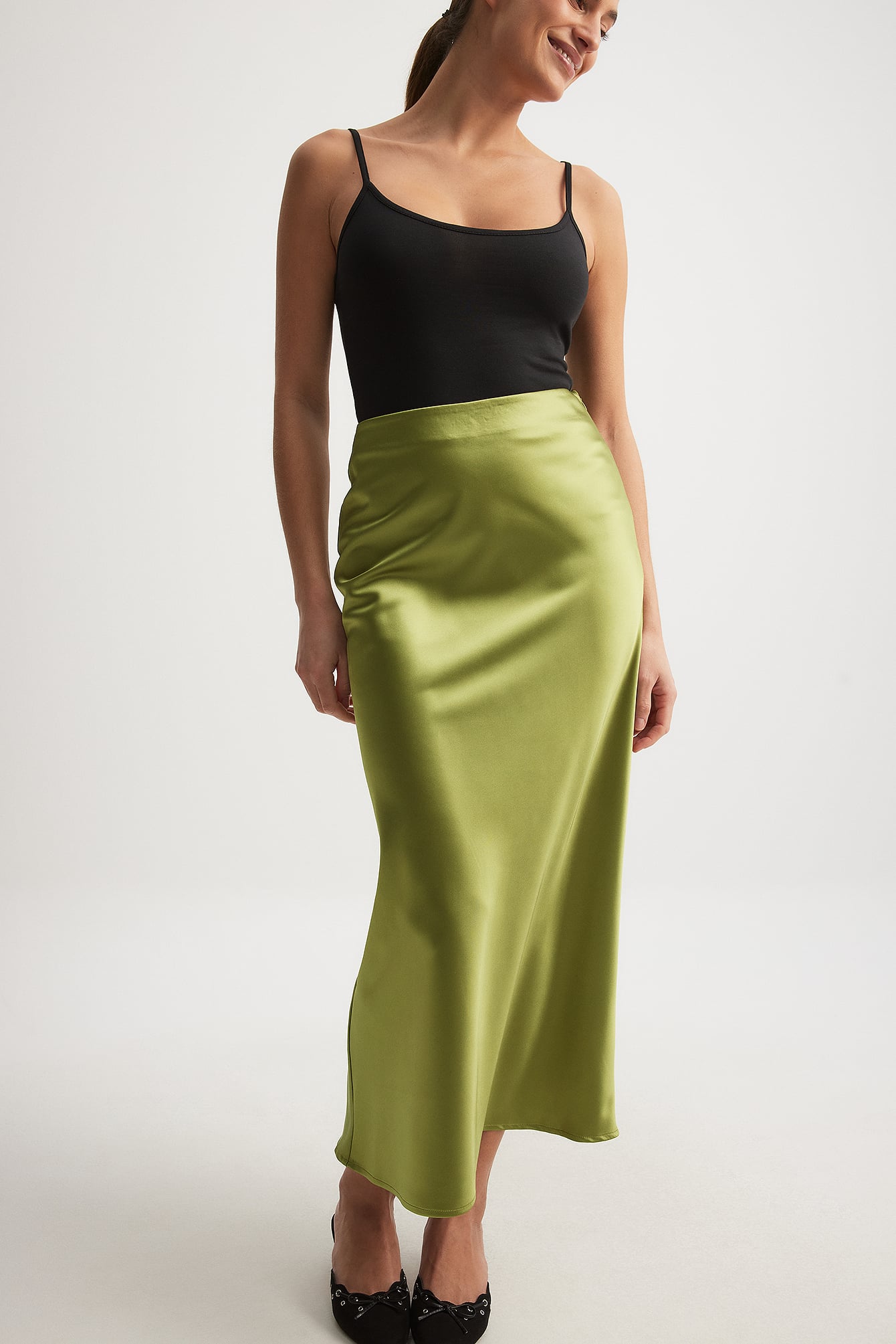 Satin Skirt Women's Midi Skirts 80 Mid Length Satin Skirts