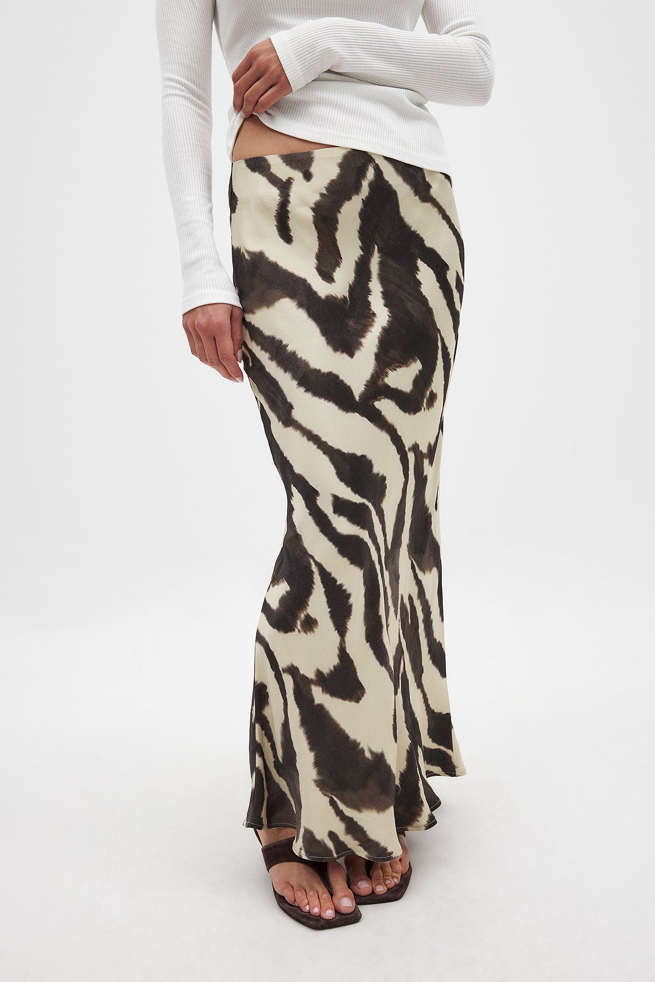 Zebra Print Satin Midi Skirt Print Satin Midi Skirt Multicolor NA-KD