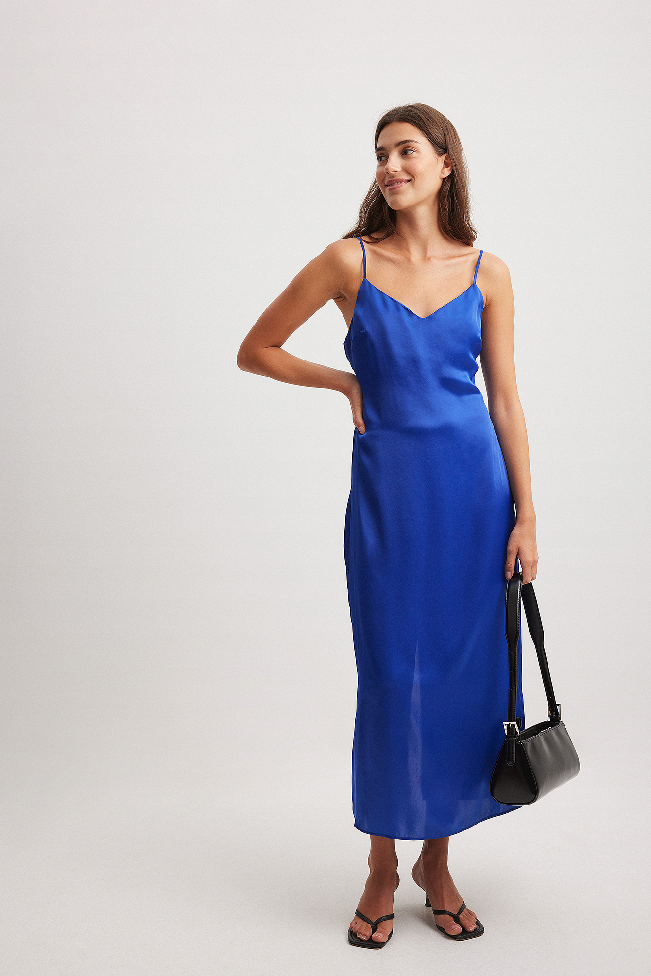 Satin Slip Dress Blue | NA-KD Satin Slip Dress Blue | NA-KD