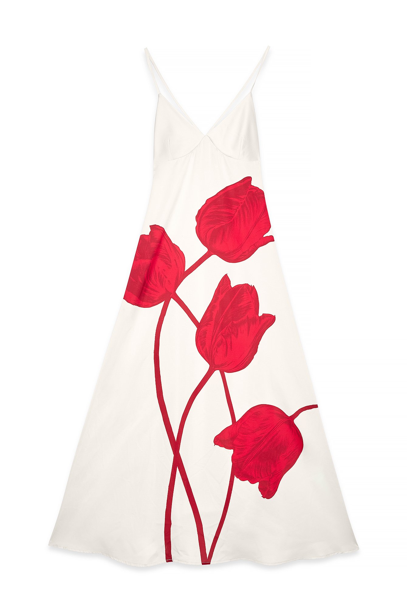 Print Satin Tie Back Volume Dress