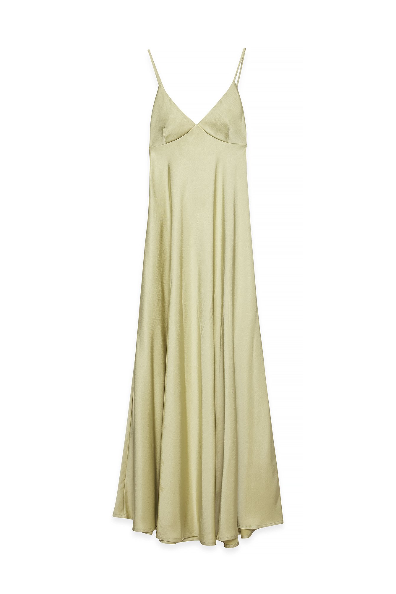 Light Green Satin Tie Back Volume Dress