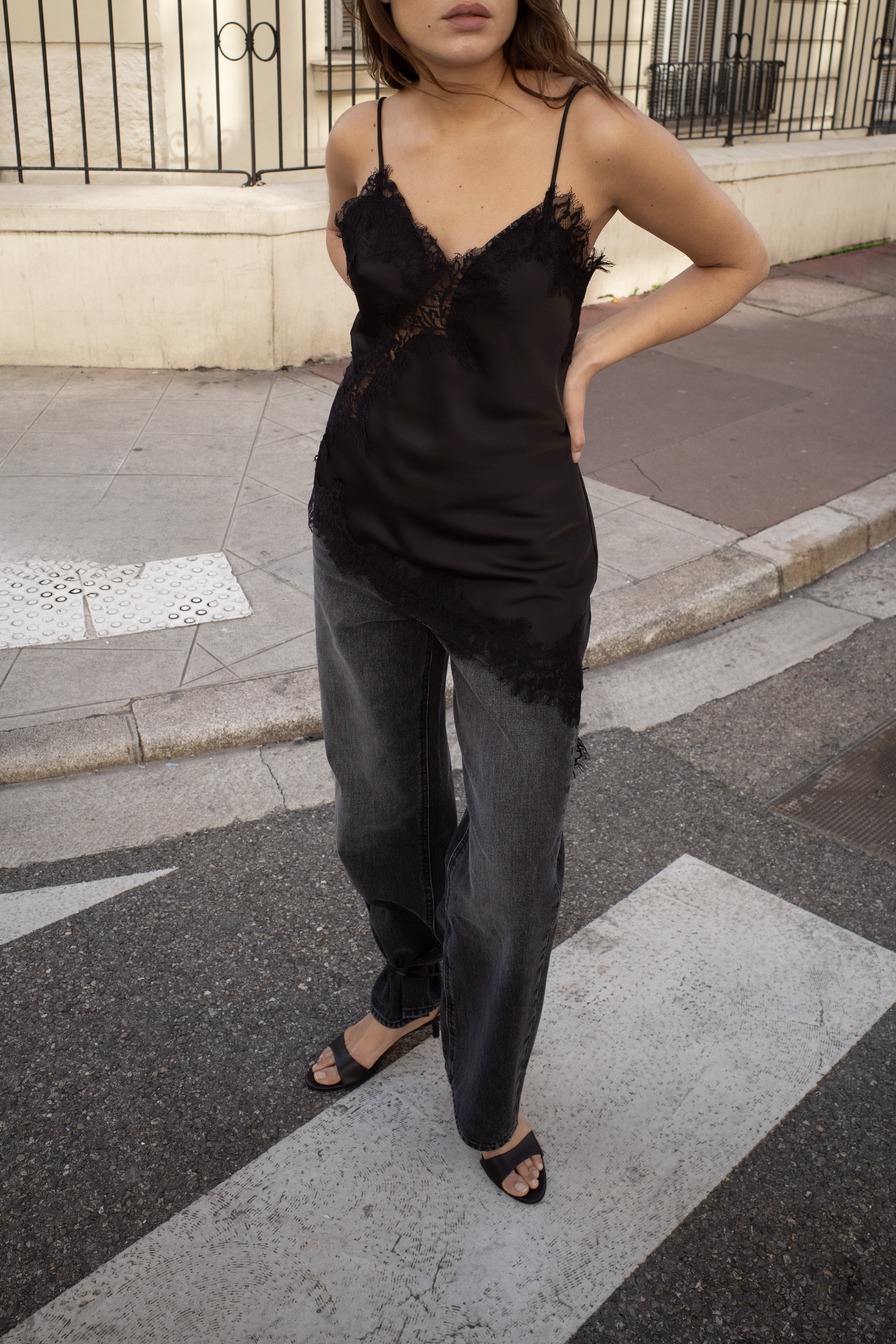 Scallop Lace Singlet Black | NA-KD