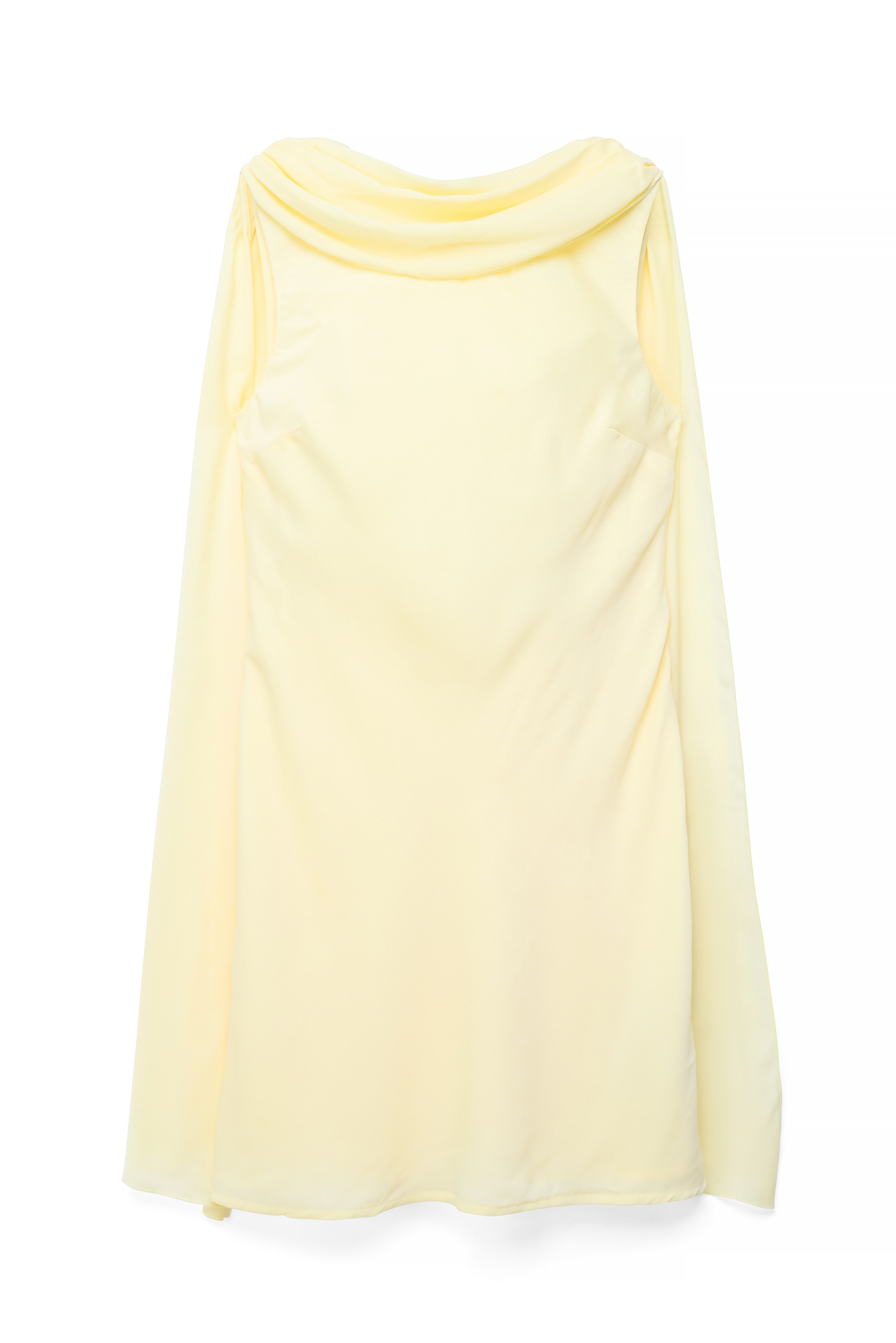 Light Yellow Scarf Detail Satin Mini Dress