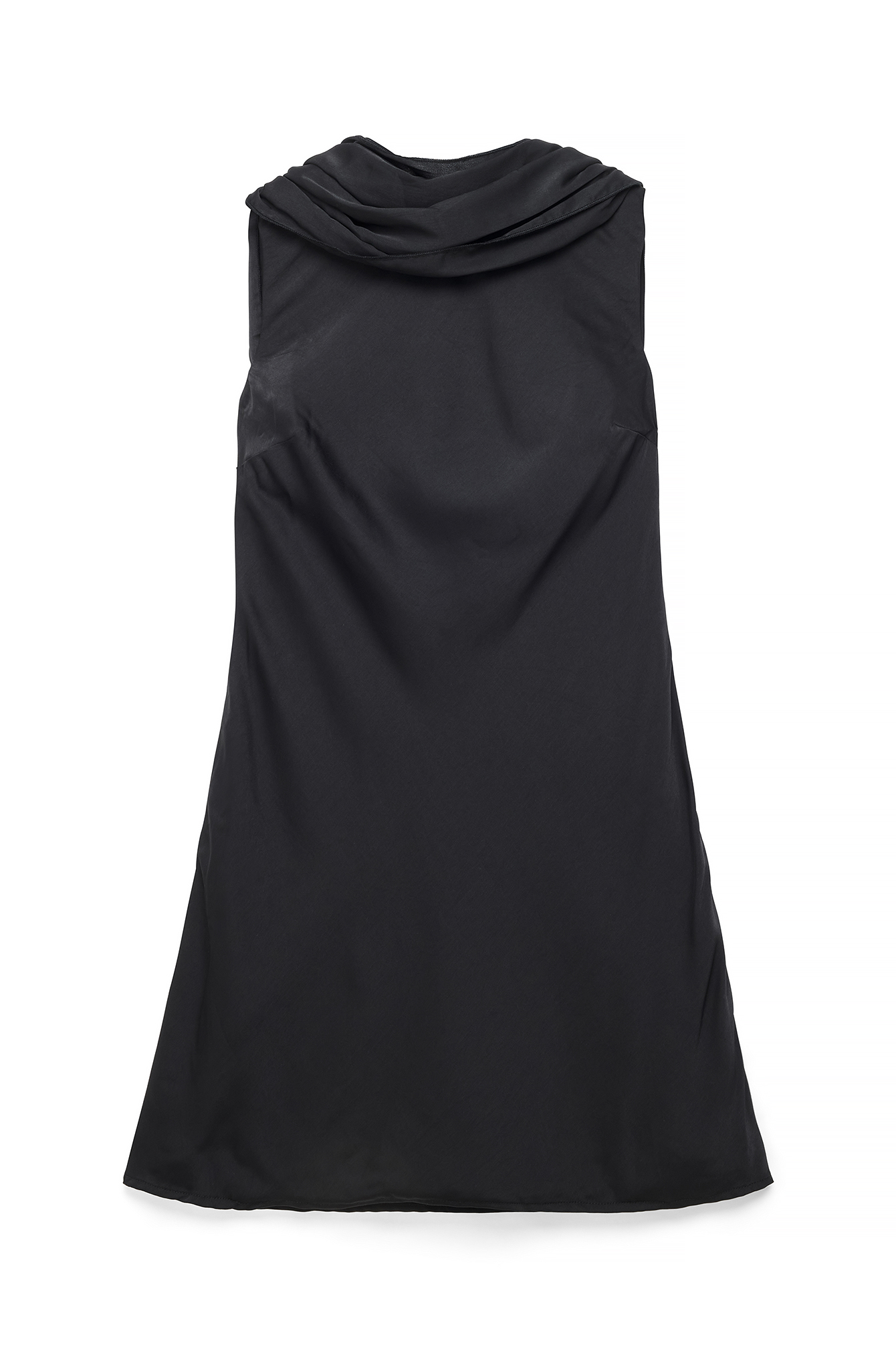 Black Scarf Detail Satin Mini Dress
