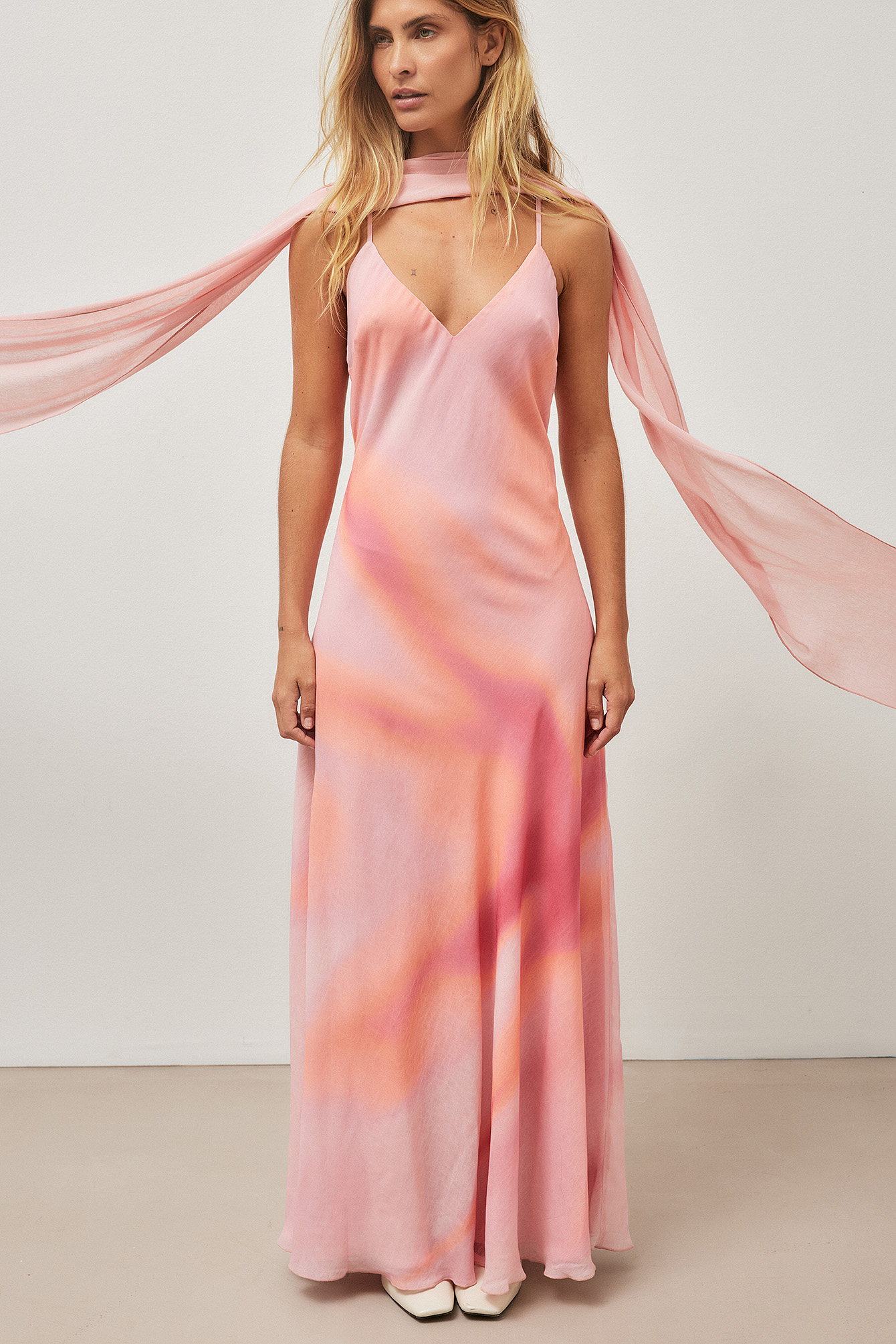 Scarf Maxi Slip Dress Multicolor | NA-KD