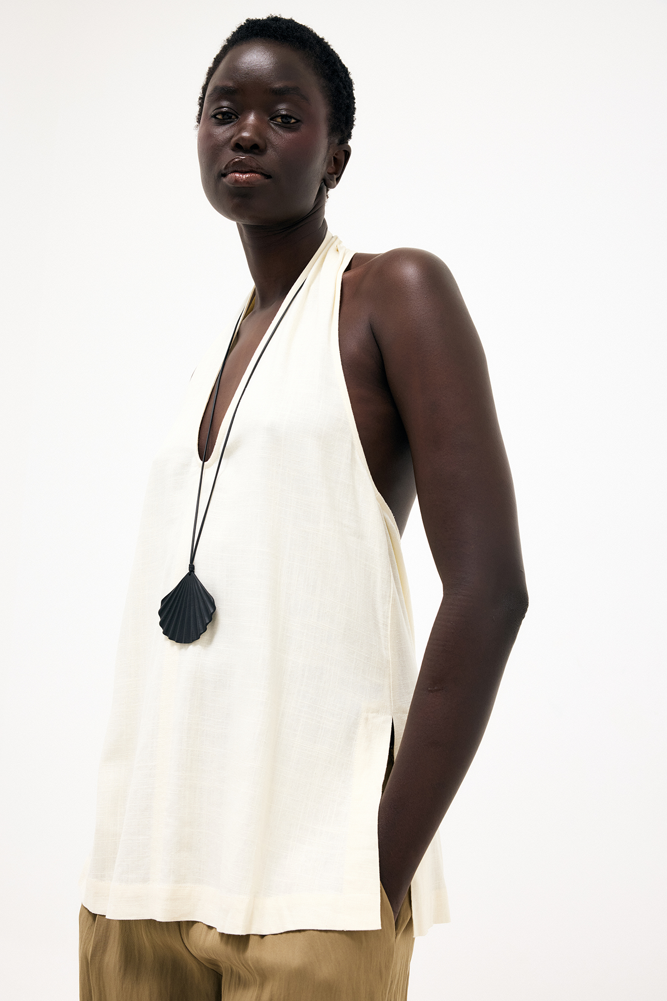 Scoop Neck Halterneck Top - Halter Tops - Offwhite - EU 44 - NA-KD / NAKD
