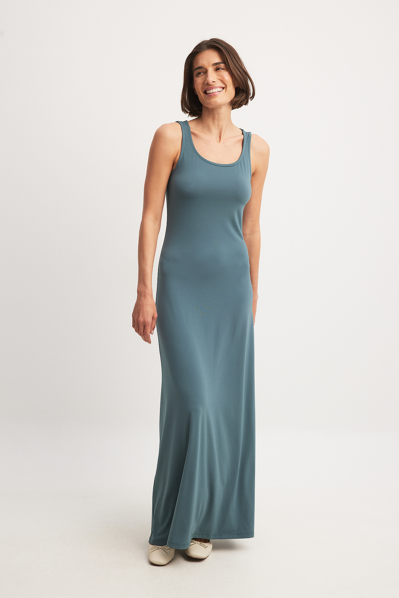 Robe débardeur longue à encolure ronde Gris NA-KD