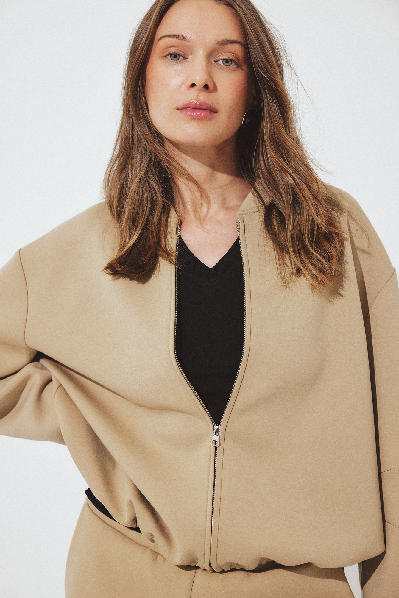 Pelin x NA-KD Oversized scuba sweatshirt - Sweatshirts - Beige - XS - NA-KD / NAKD