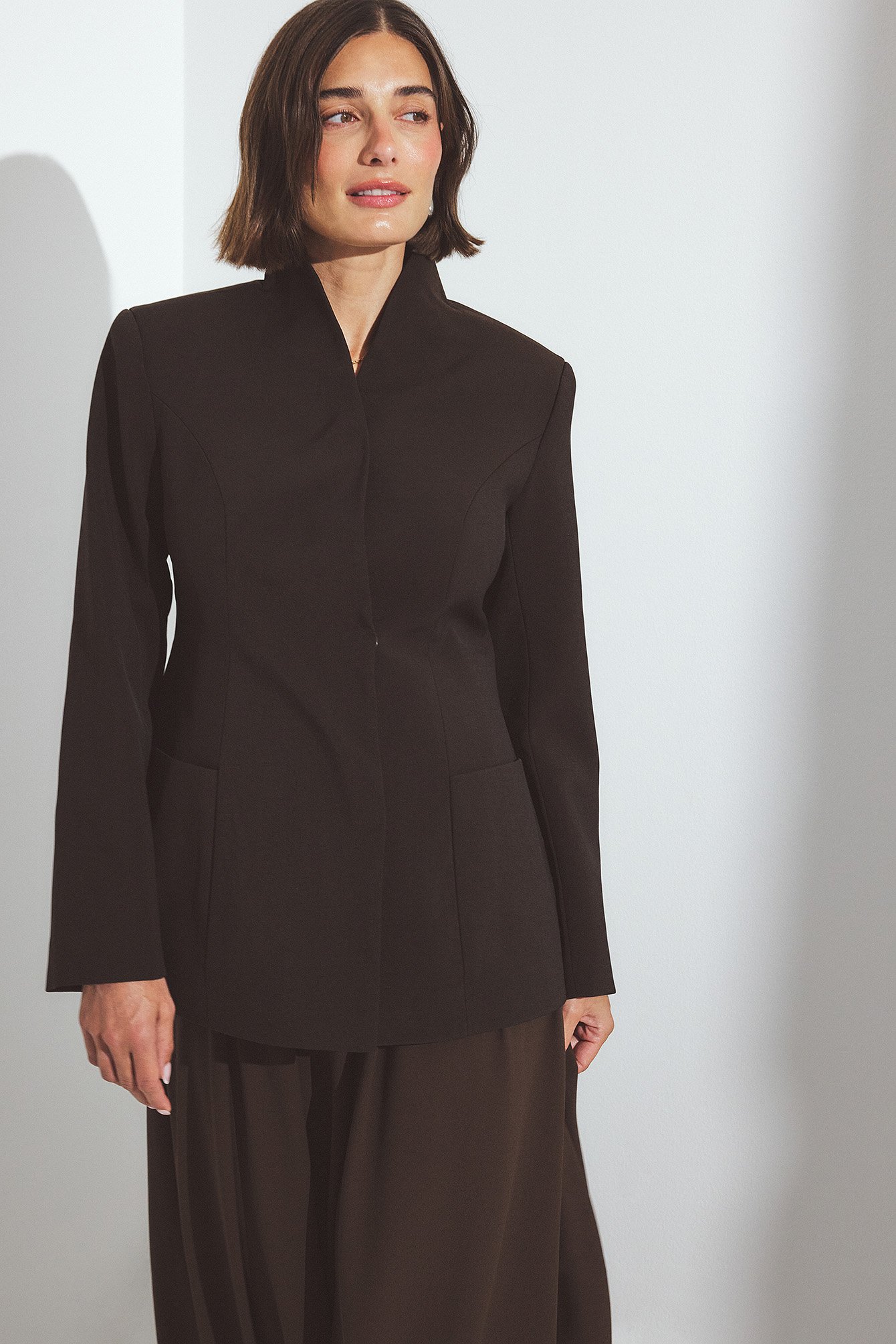 Janka Polliani x NA-KD Sculpted Blazer - Tailored Blazers - Brown - EU 32 - NA-KD / NAKD