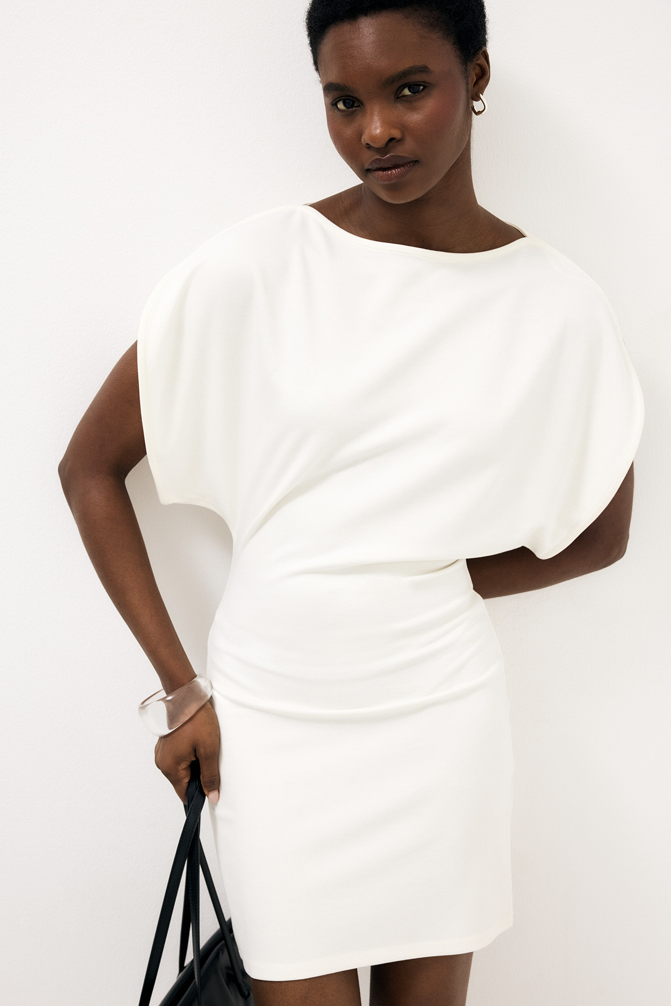 Sculptural Punto Mini Dress - Jersey Dresses - White - XL - NA-KD / NAKD