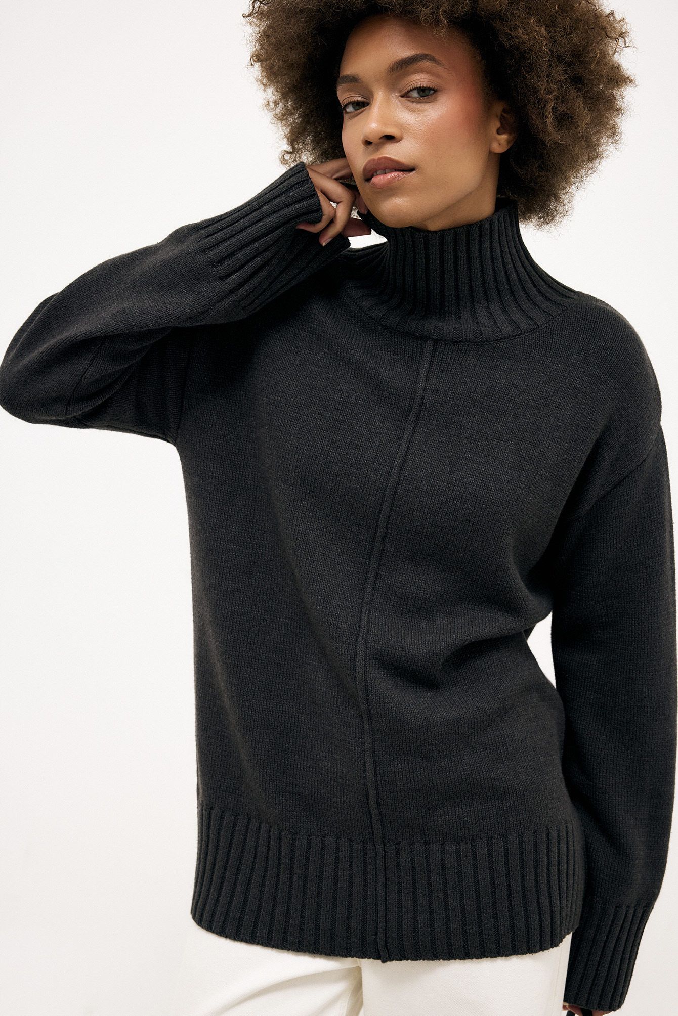 Seam Detail Turtleneck Sweater
