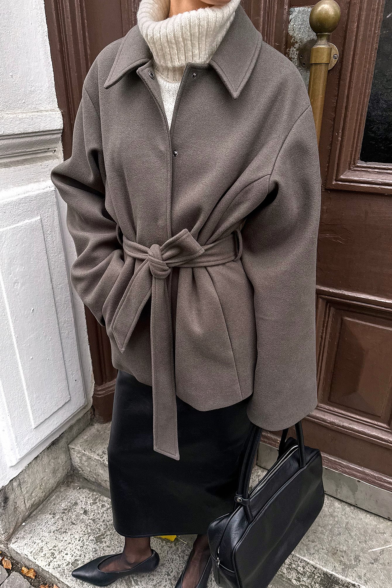 NA-KD Seam Detail Belted Short Coat - Spring Jackets - Brown - EU 34 - NA-KD / NAKD