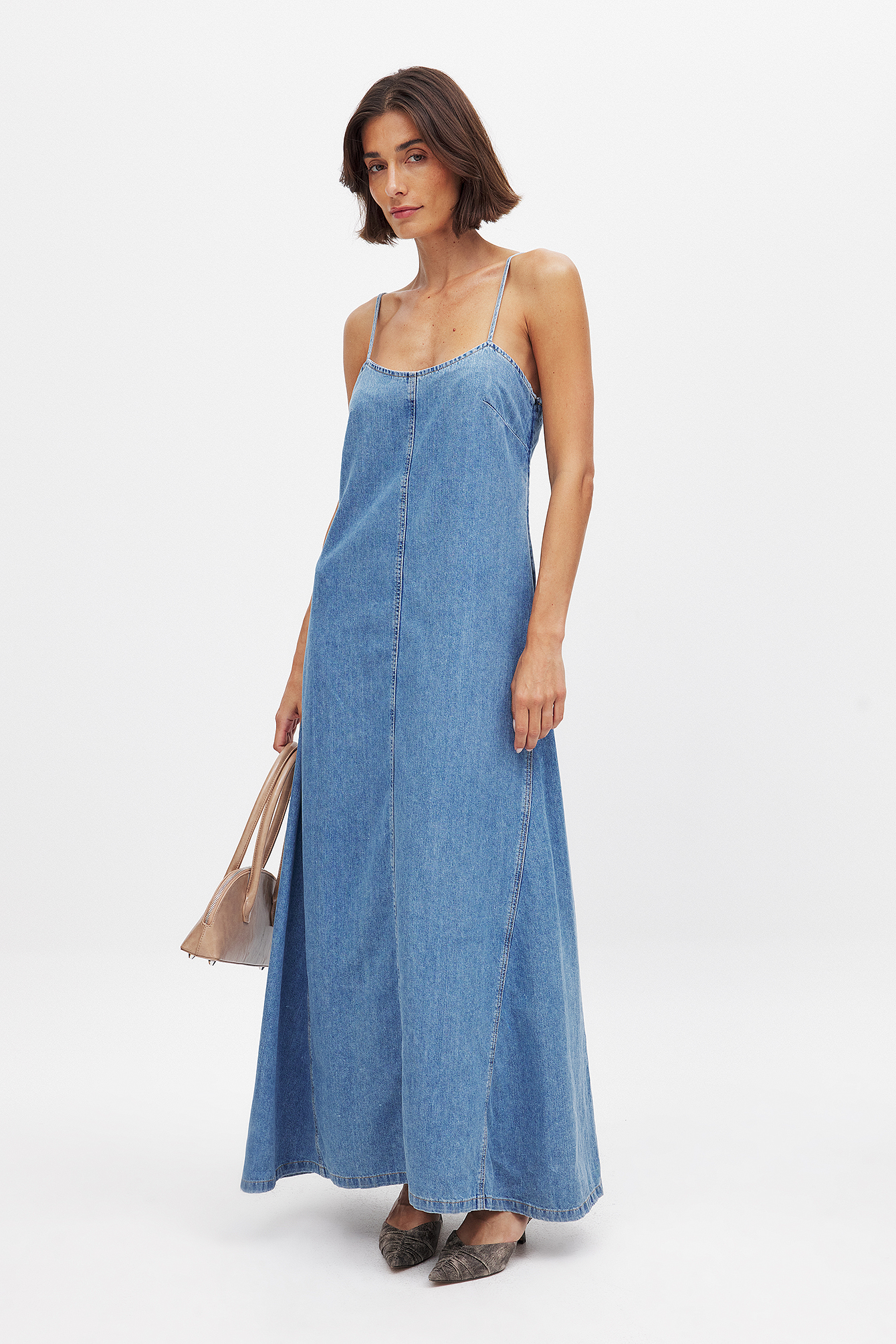 Seam Detail Maxi Denim Dress Blue | NA-KD Seam Detail Maxi Denim Dress Blue | NA-KD