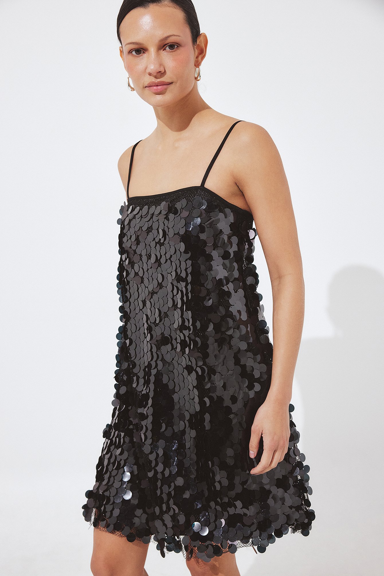 NA-KD Sequin Mini Slip Dress - Party Dresses - Black - L (EU 42-44) - NA-KD / NAKD