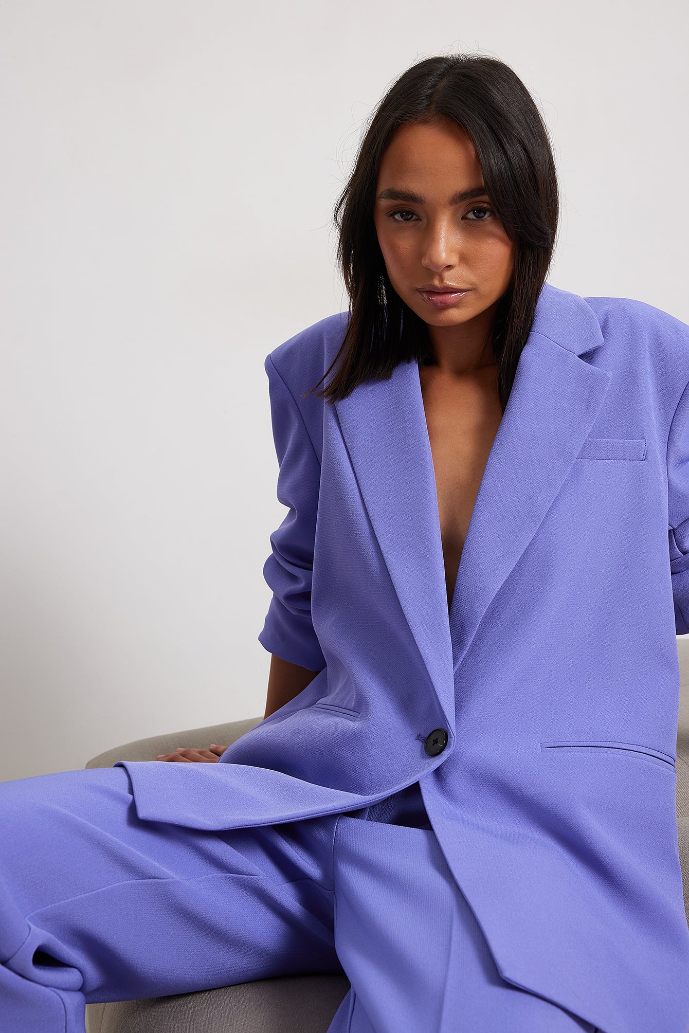 Sharp Oversized Blazer Purple | na-kd.com
