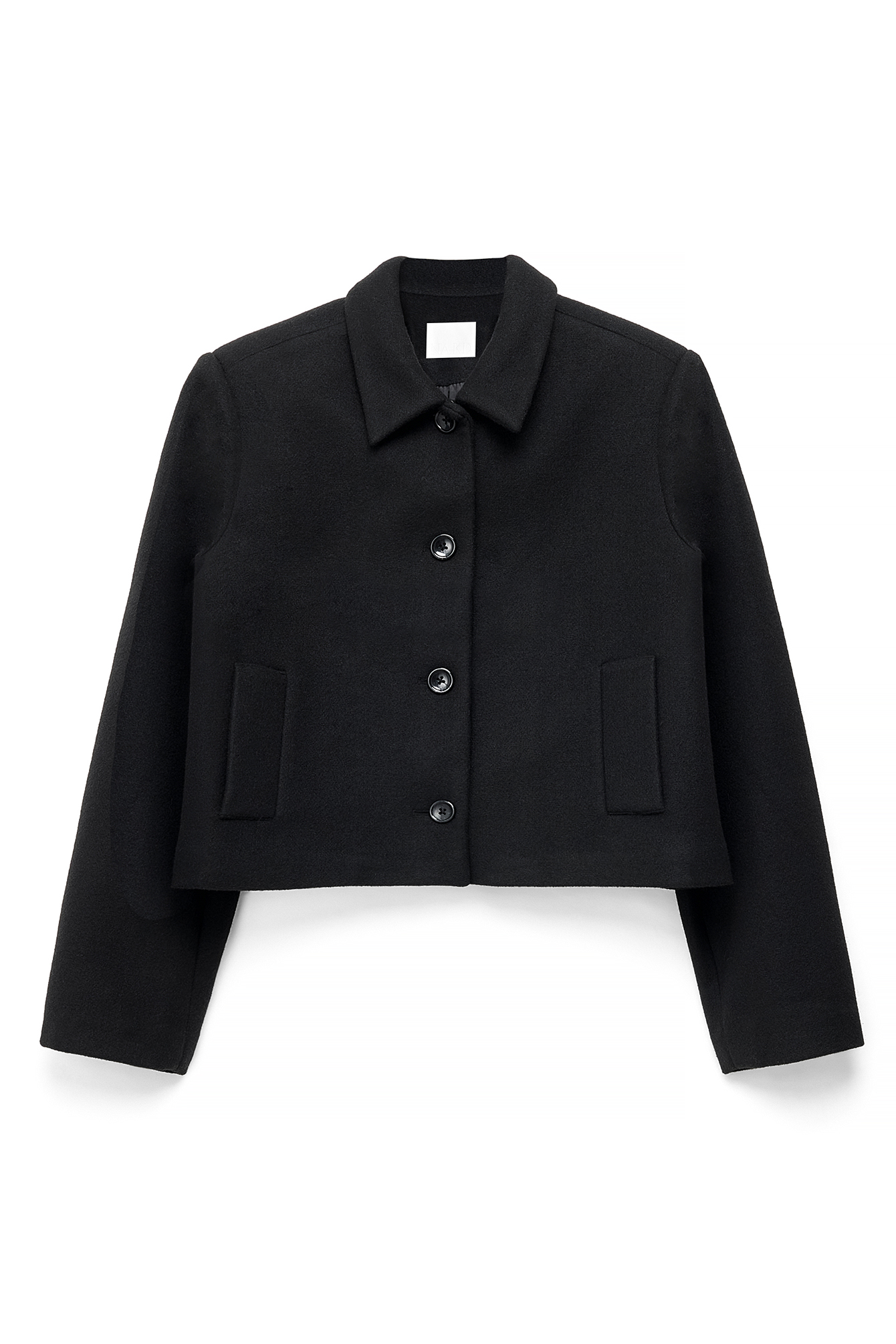 Black Manteau court à épaules marquées