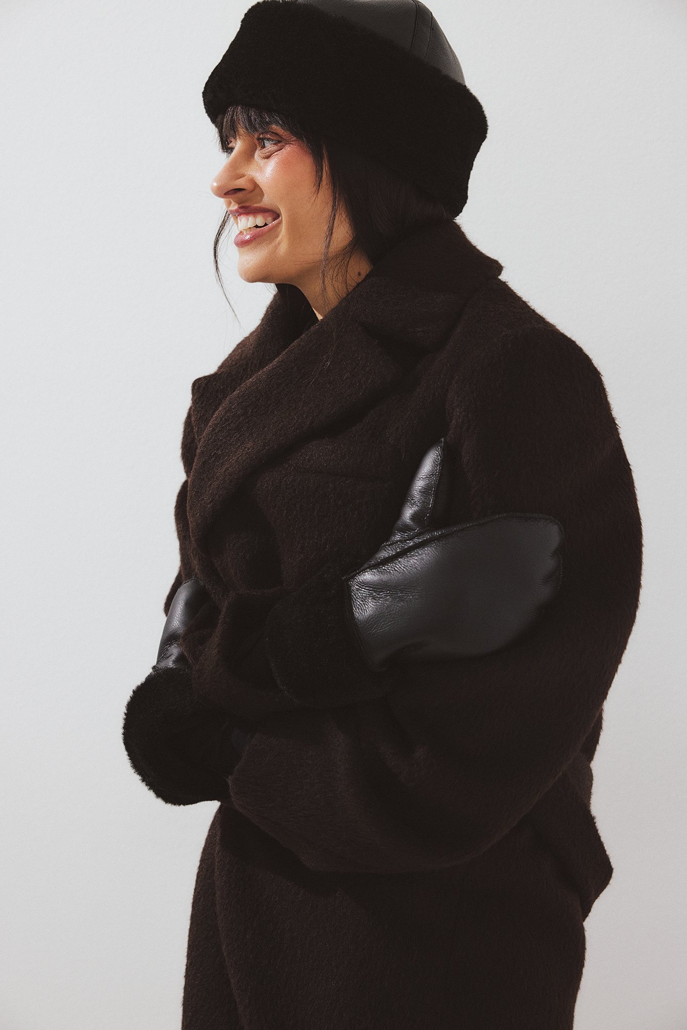 NA-KD Shearling Mittens - Gloves - Black - X-Small/Small - NA-KD / NAKD