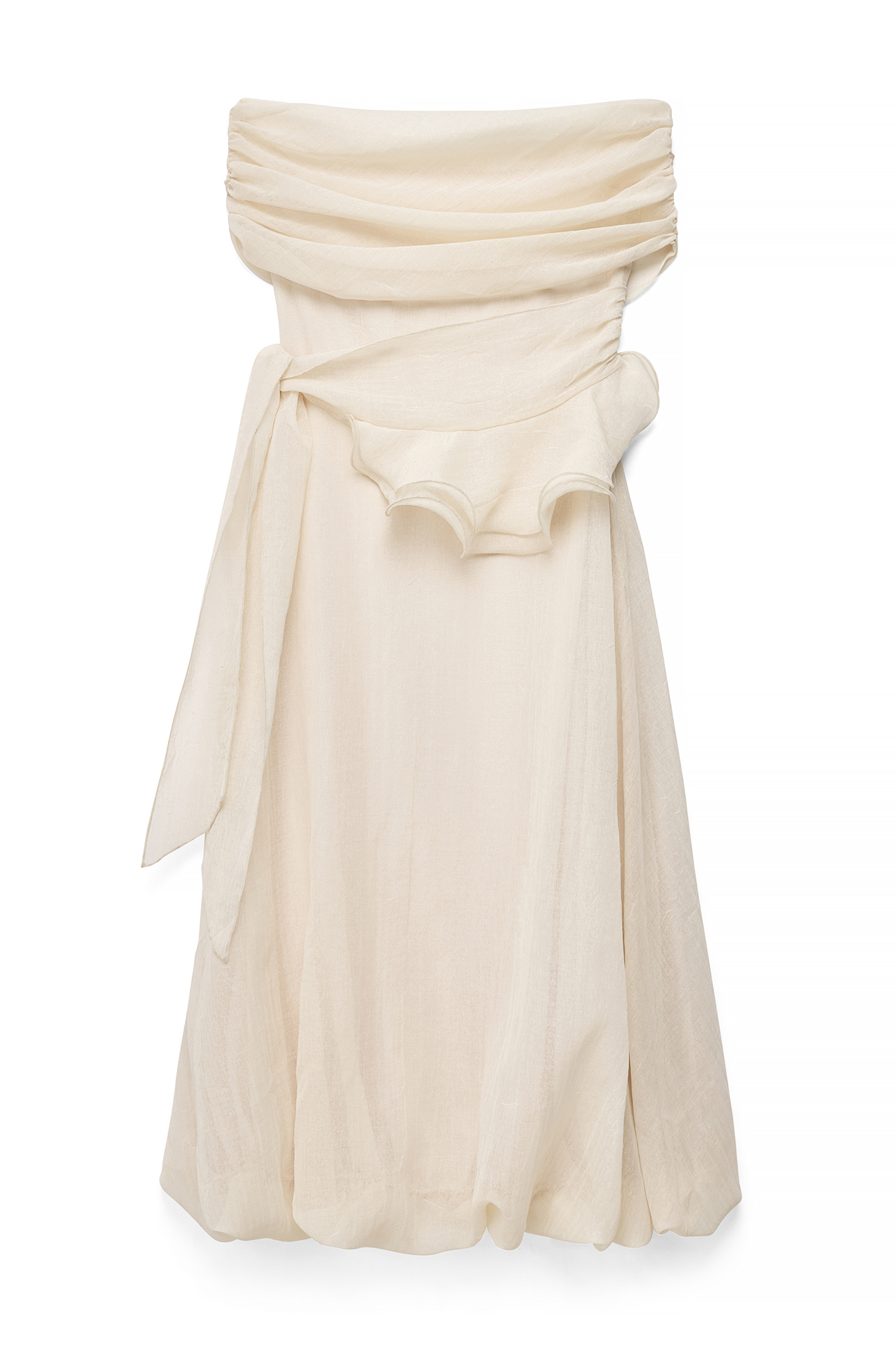 Cream Sheer Off Shoulder Midi Dress