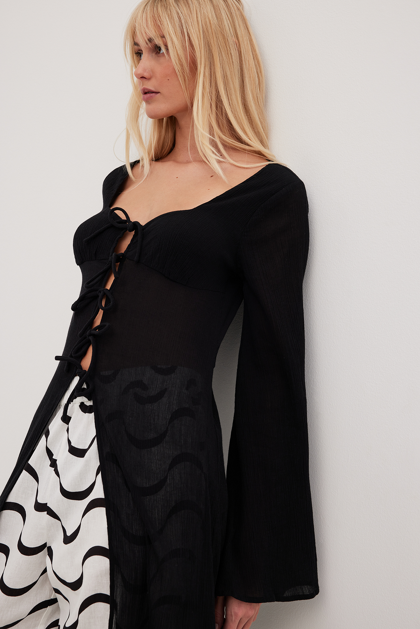 Sheer Maxi Caftan Black NAKD