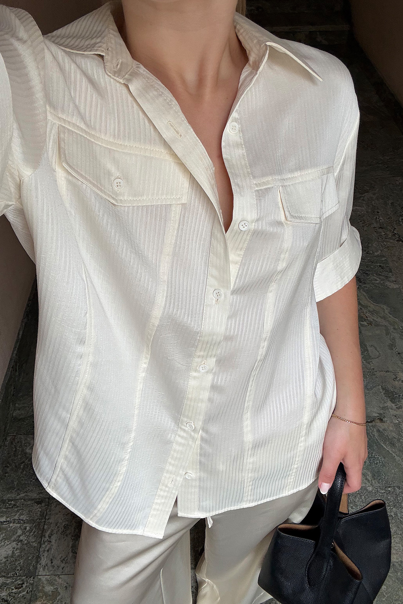 Camisa transparente con detalle de bolsillo - Camisas - White - EU 32 - NA-KD / NAKD